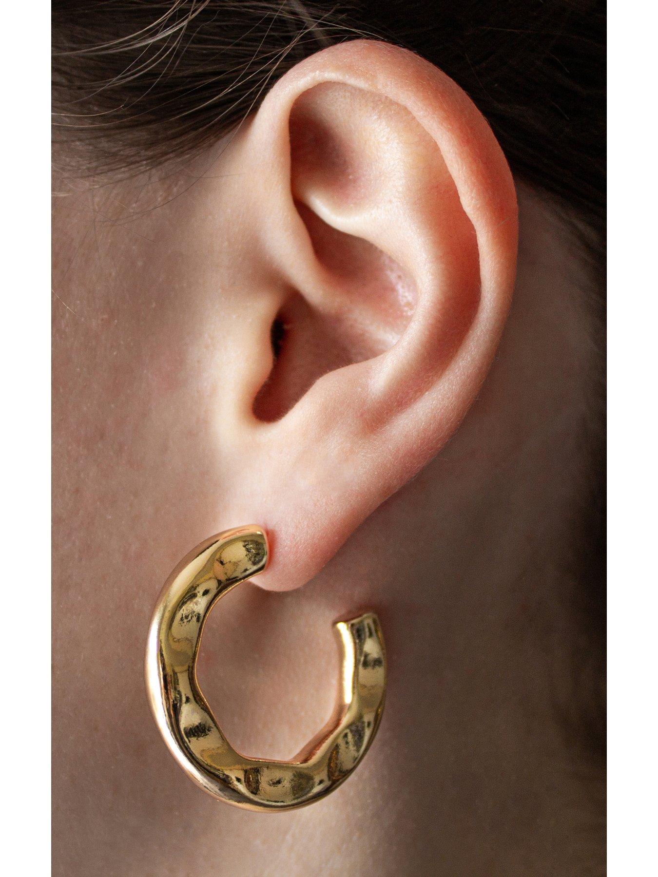 the-love-collection-gold-plated-chunky-textured-hoop-earringsstillFront