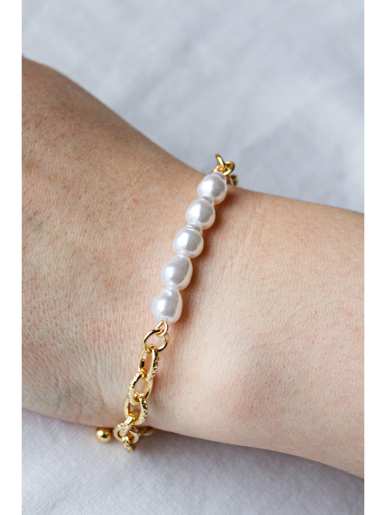 gold-plated-chain-and-pearl-stone-braceletstillFront