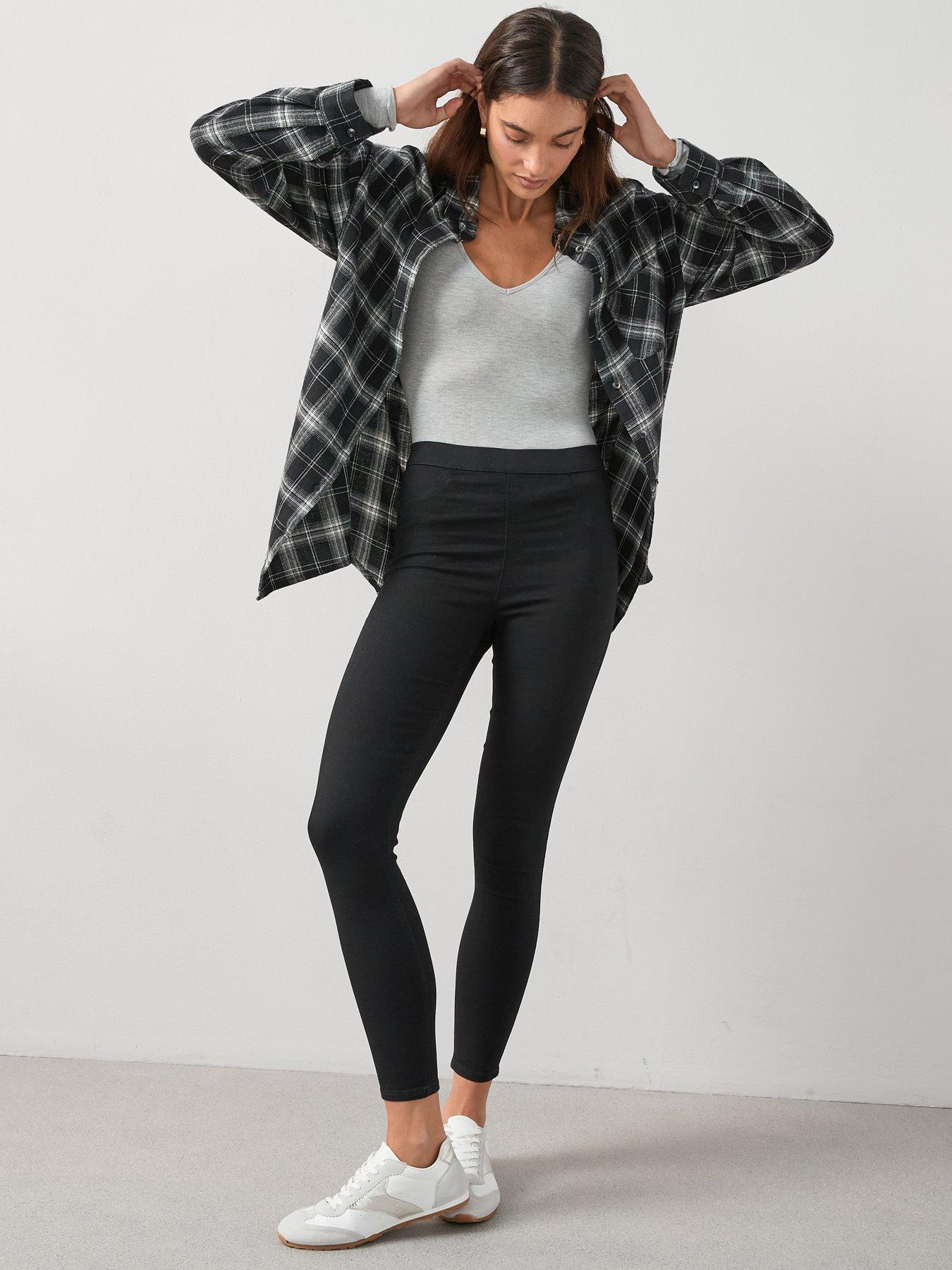 Image 3 of 6 of The Very Collection Long High Waist Denim Jeggings - Black