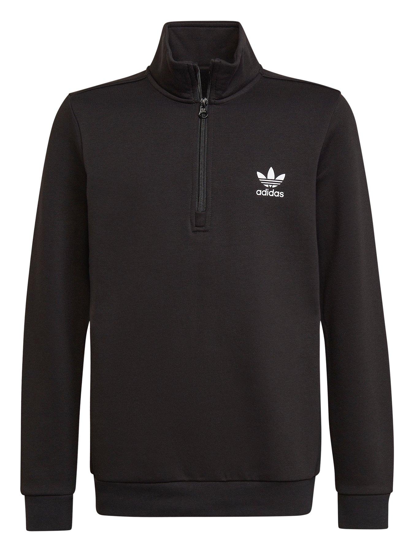 Adidas originals adiplore half zip jacket best sale with hood in black