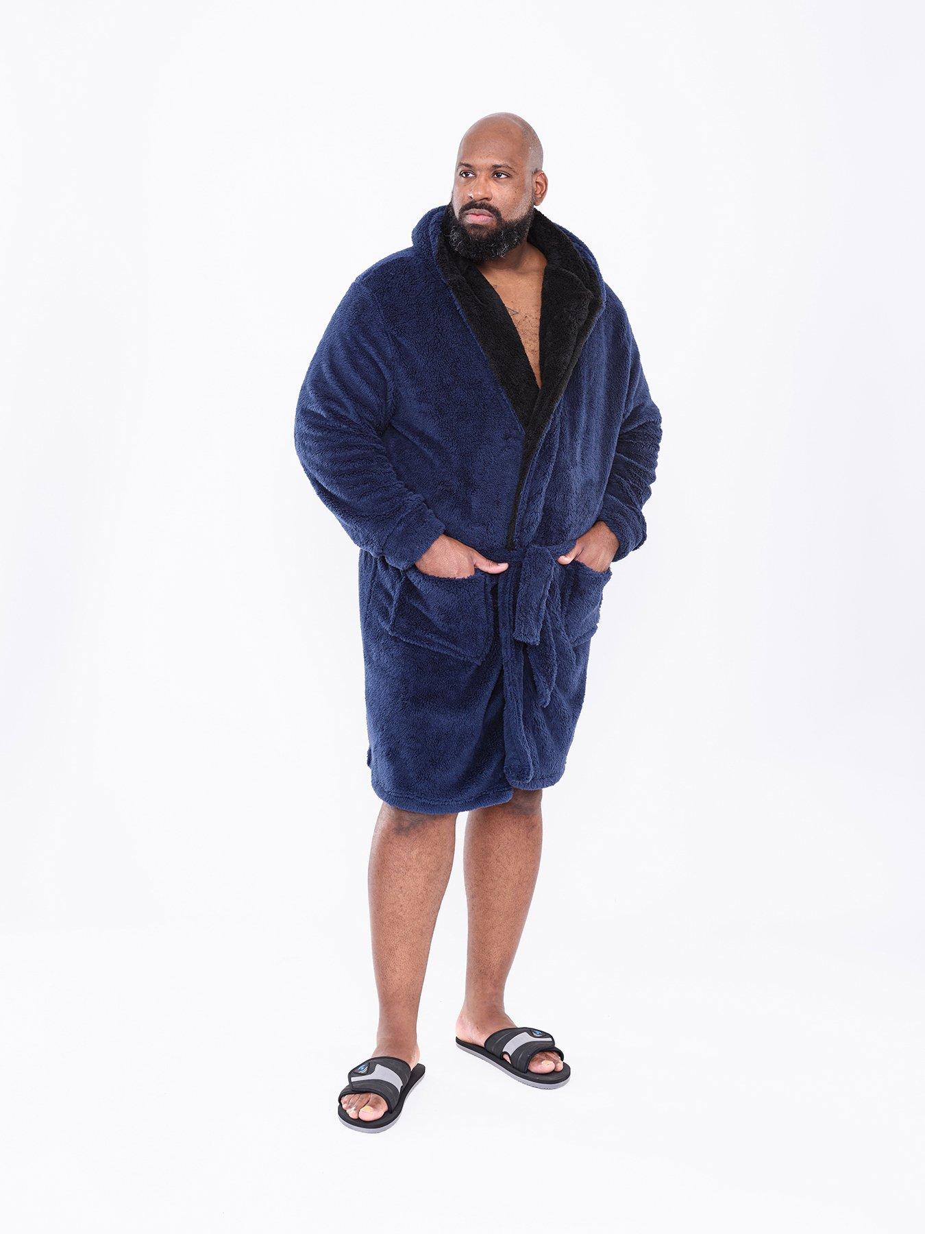 knee length dresses for ladies Mens Dressing Gown Royal 40 Cotton Stripe Navy | Derek Rose