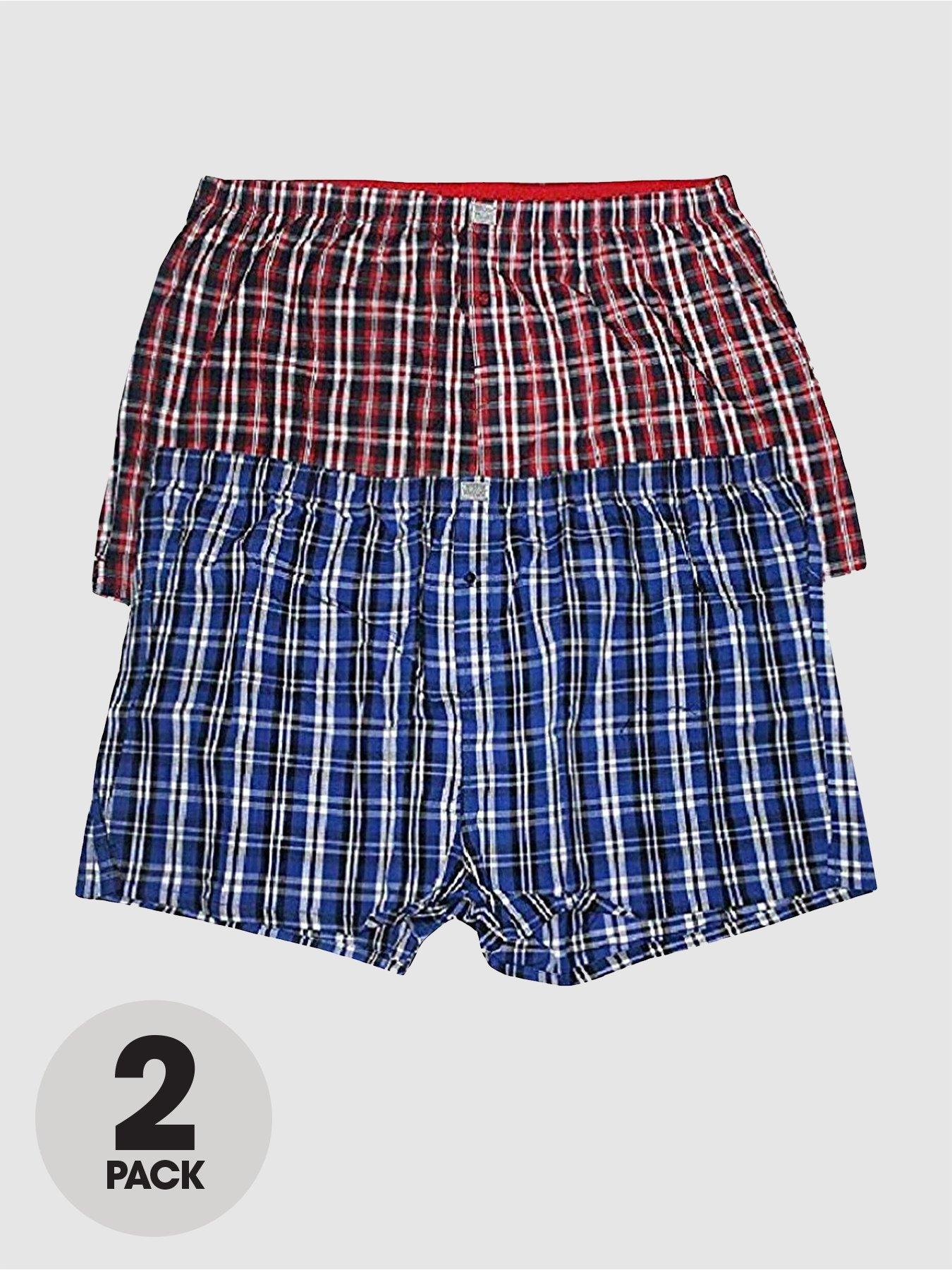Image of D555 Plaid Pack Of Two Woven Boxer Shorts - Multi