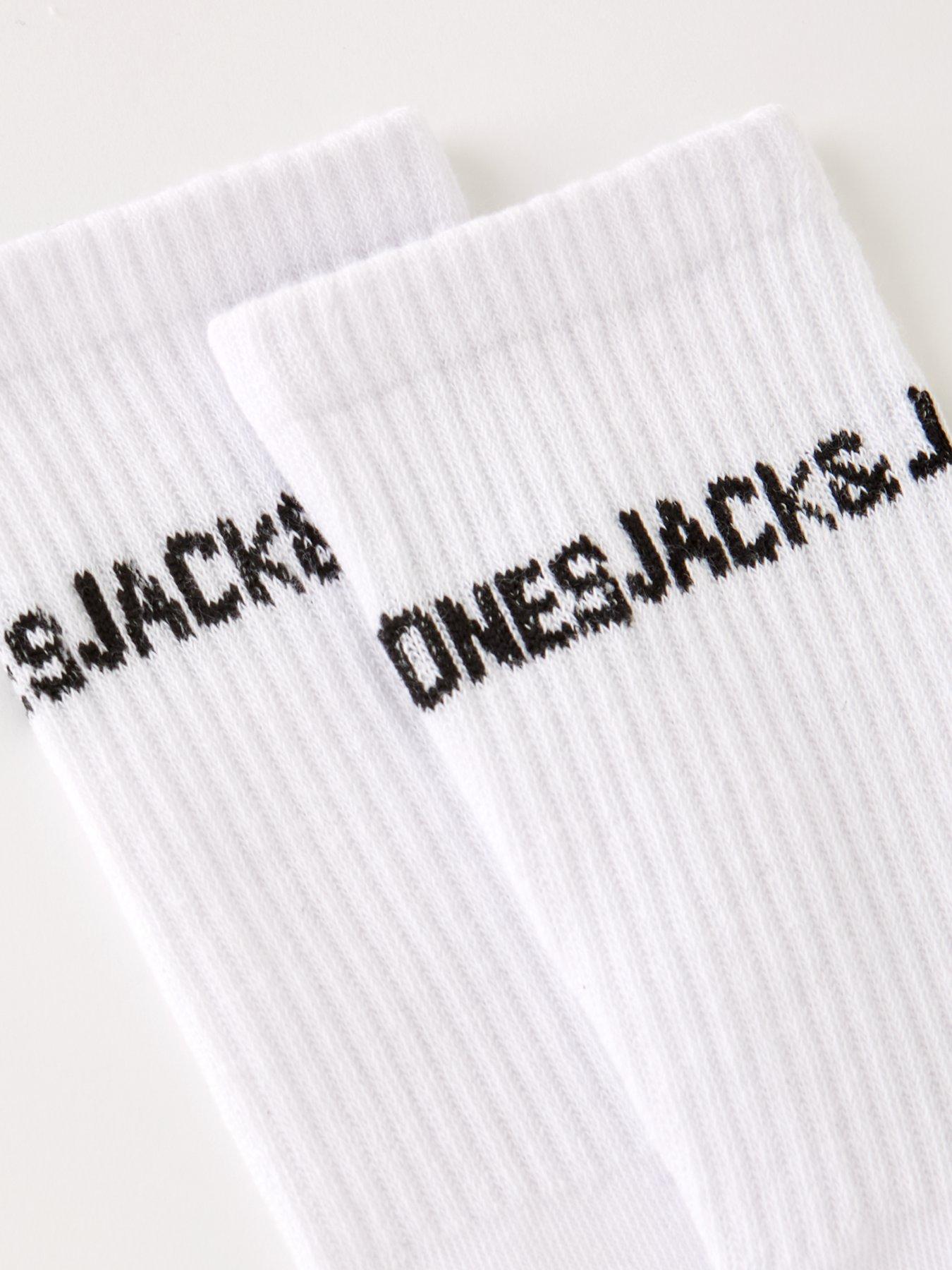 jack-jones-junior-boys-5-pack-basic-logo-tennis-socks-whiteoutfit