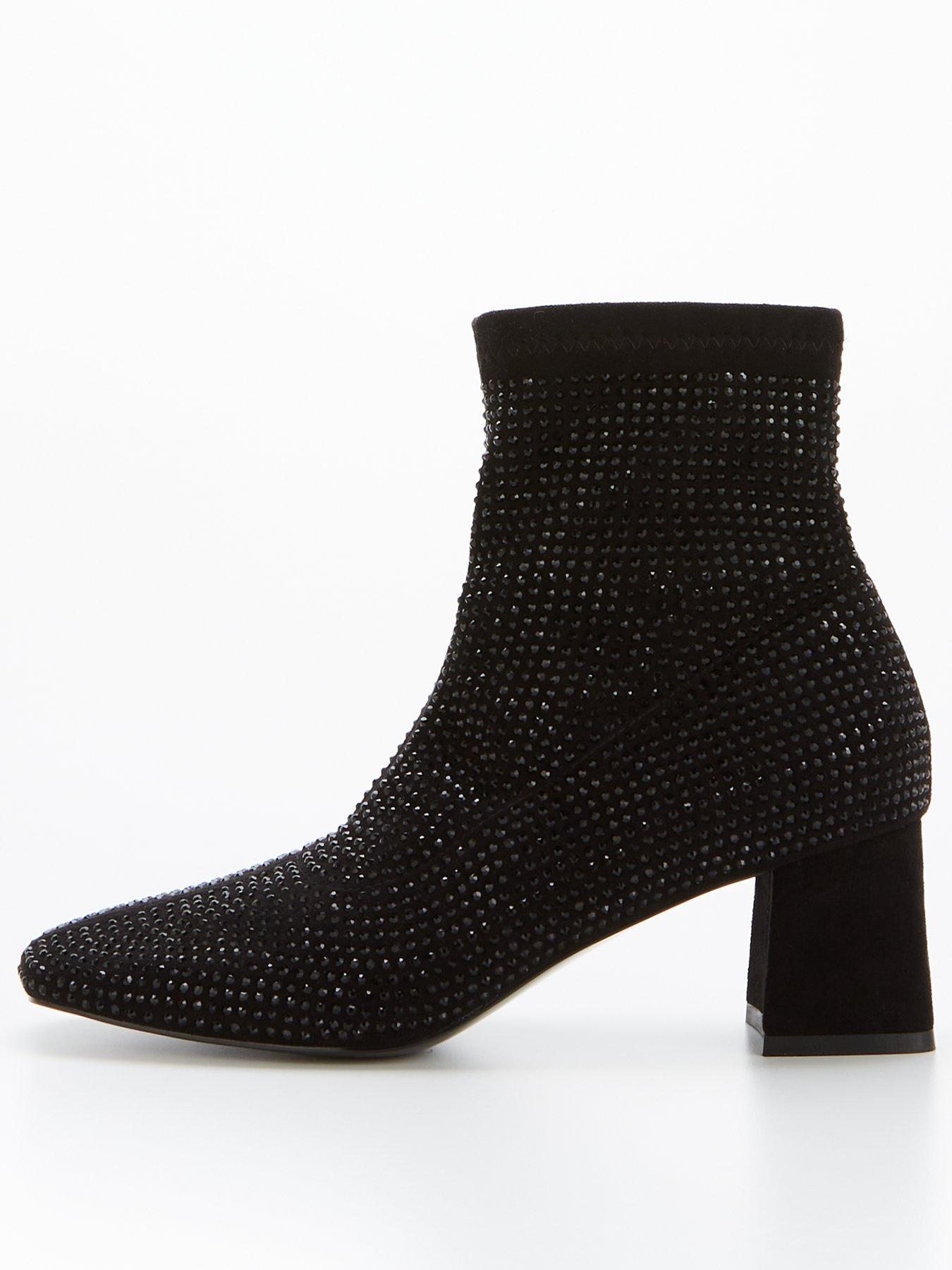 Image of V by Very Wide Fit Block Heel Ankle Boot - Black
