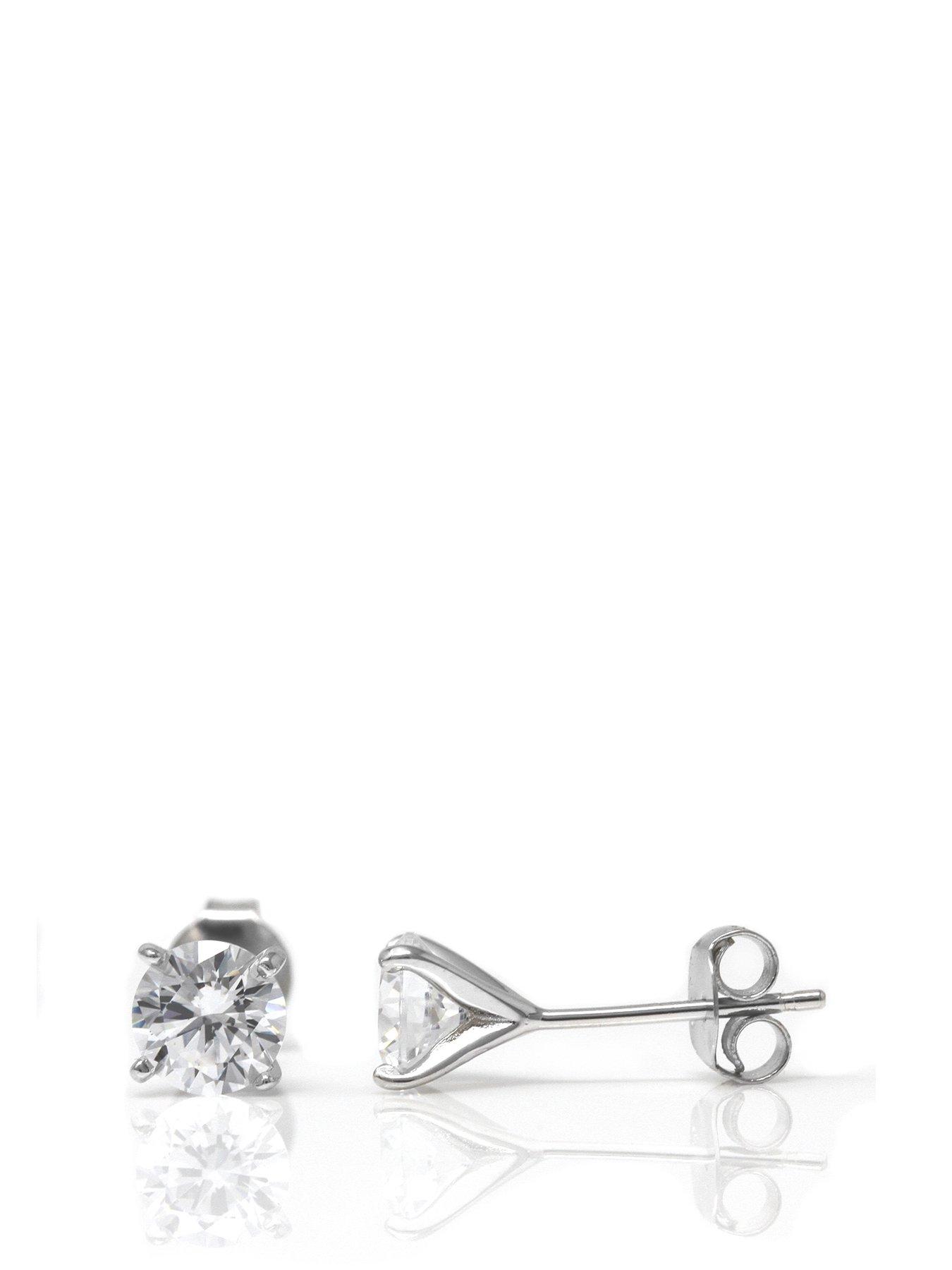 Say It With Classic Claw Stud Earrings - Sterling Silver And Cubic Zirconia