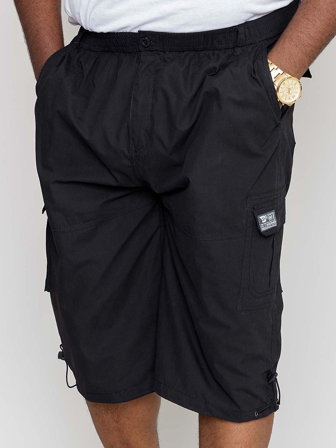 D555 D555 Mason-Mason Elasticated Waist Drawcord Cargo Capri Pant - Black