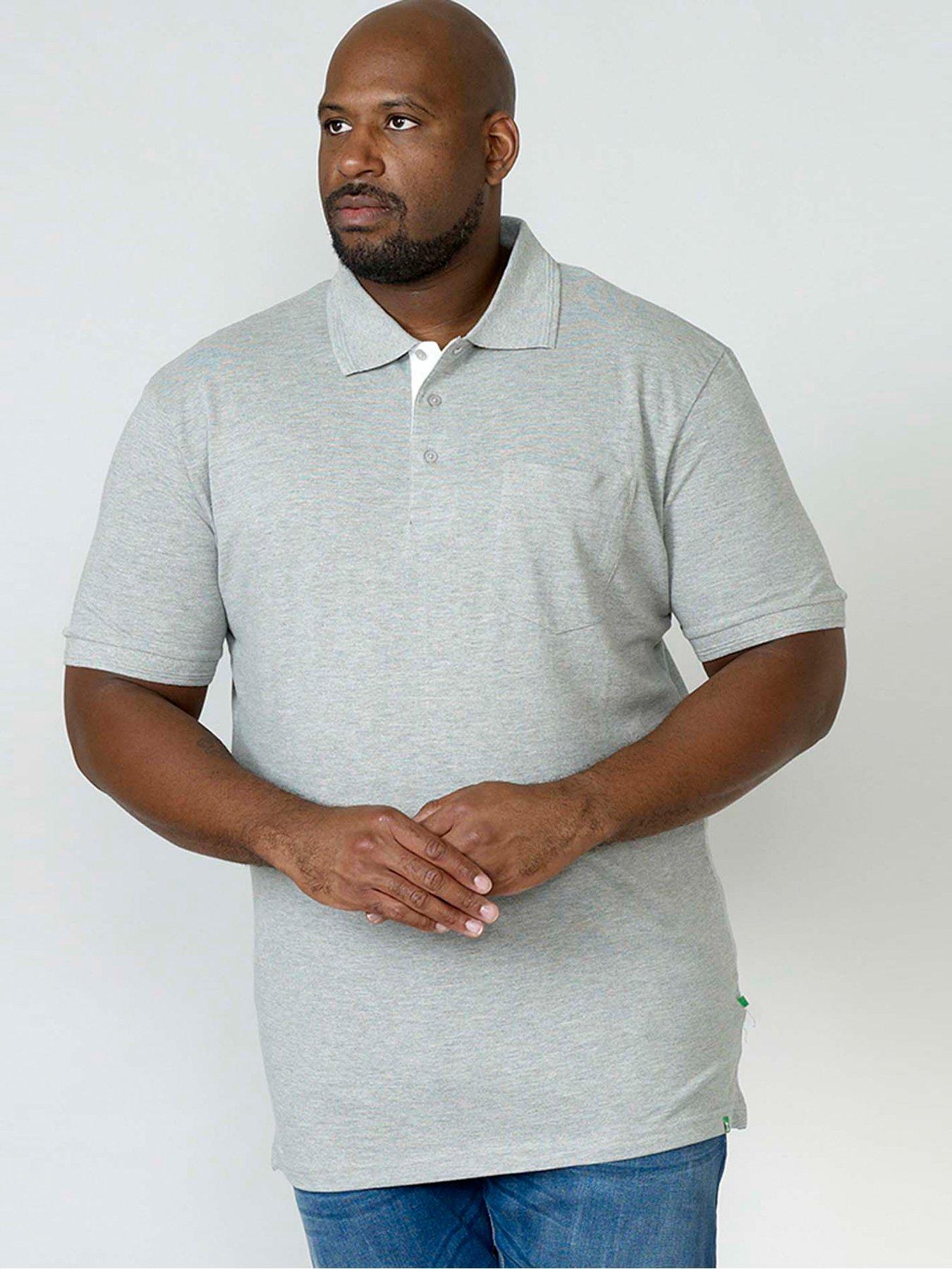 D555 Grant Pique Polo Shirt - Grey Melange