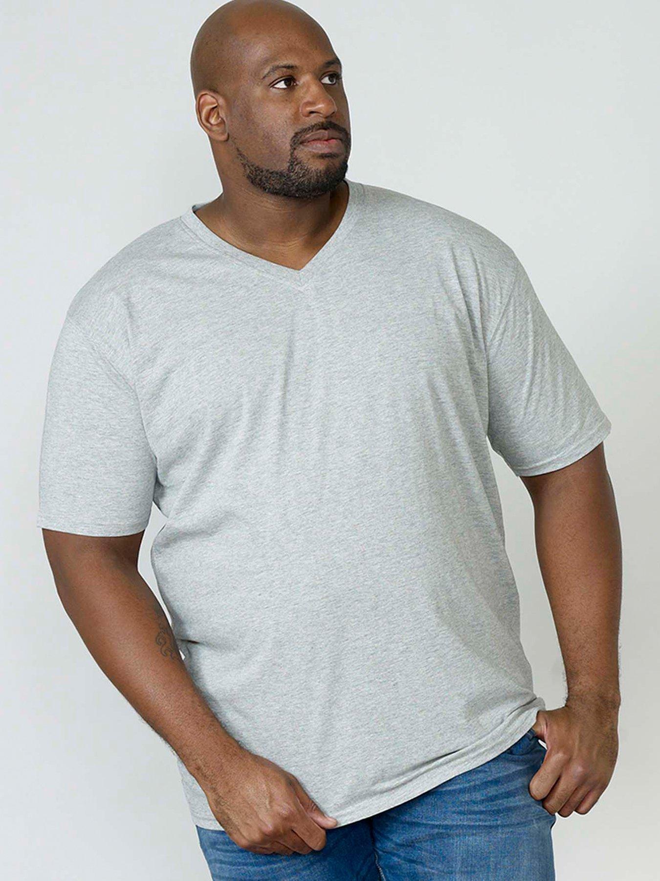 D555 D555 Signature V Neck T-Shirt - Grey Melange
