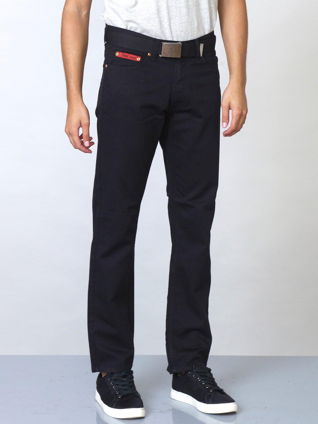 D555 D555 Duke London Mario Original Fit Bedford Cord With Belt - Black