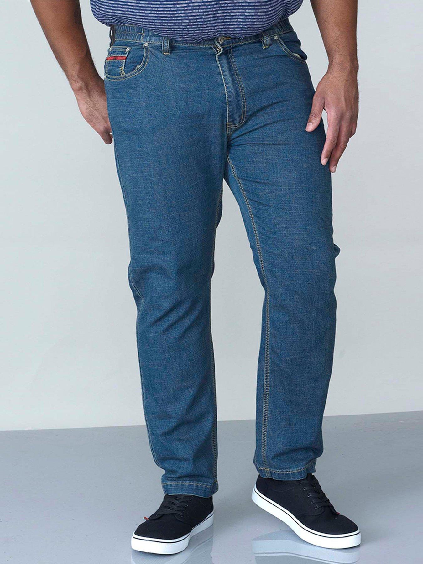 undefined D555 Duke London Bailey Relaxed Comfort Fit Stretch Jeans With Elasticated Waist - Washed Blue