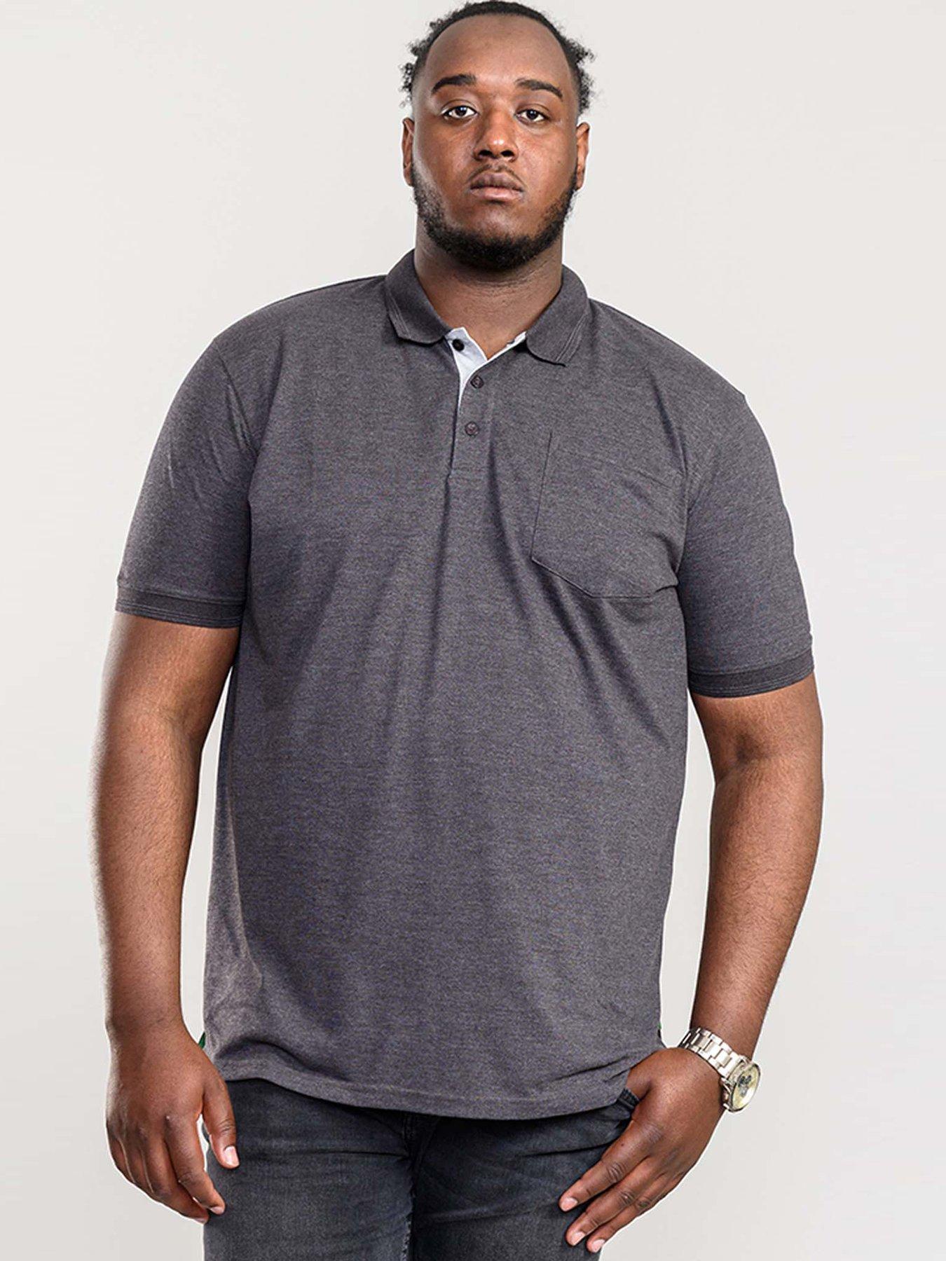 D555 Grant Pique Polo Shirt - Charcoal Marl