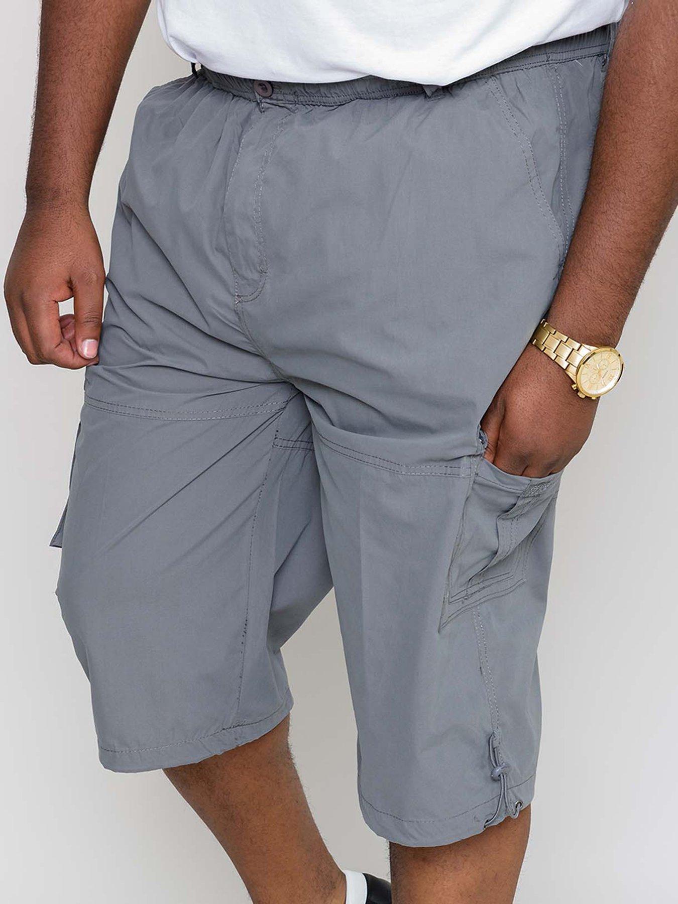 D555 Mason-mason Elasticated Waist Drawcord Cargo Capri Pant - Grey