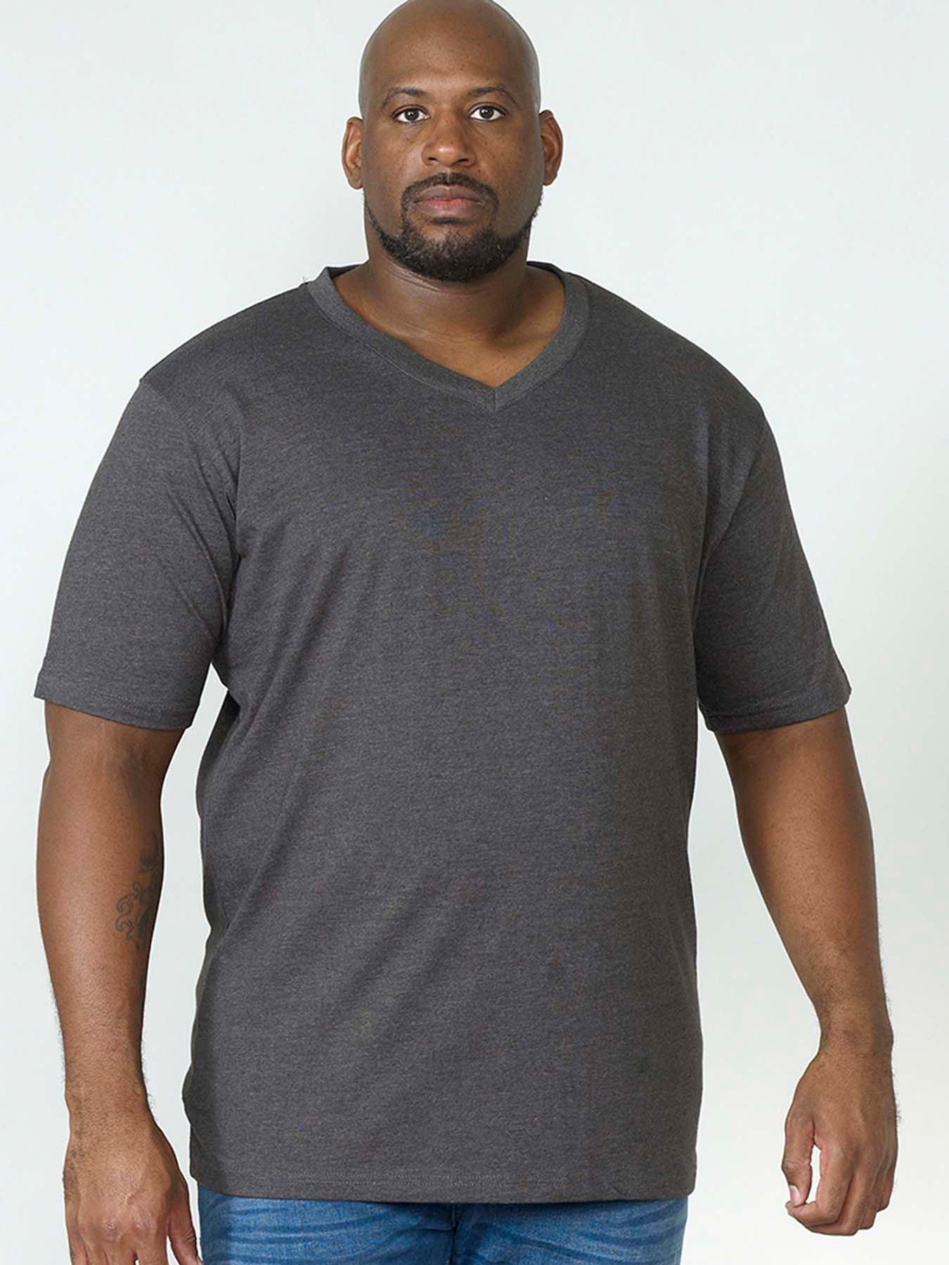 Image of D555 Signature V Neck T-shirt - Charcoal Melange
