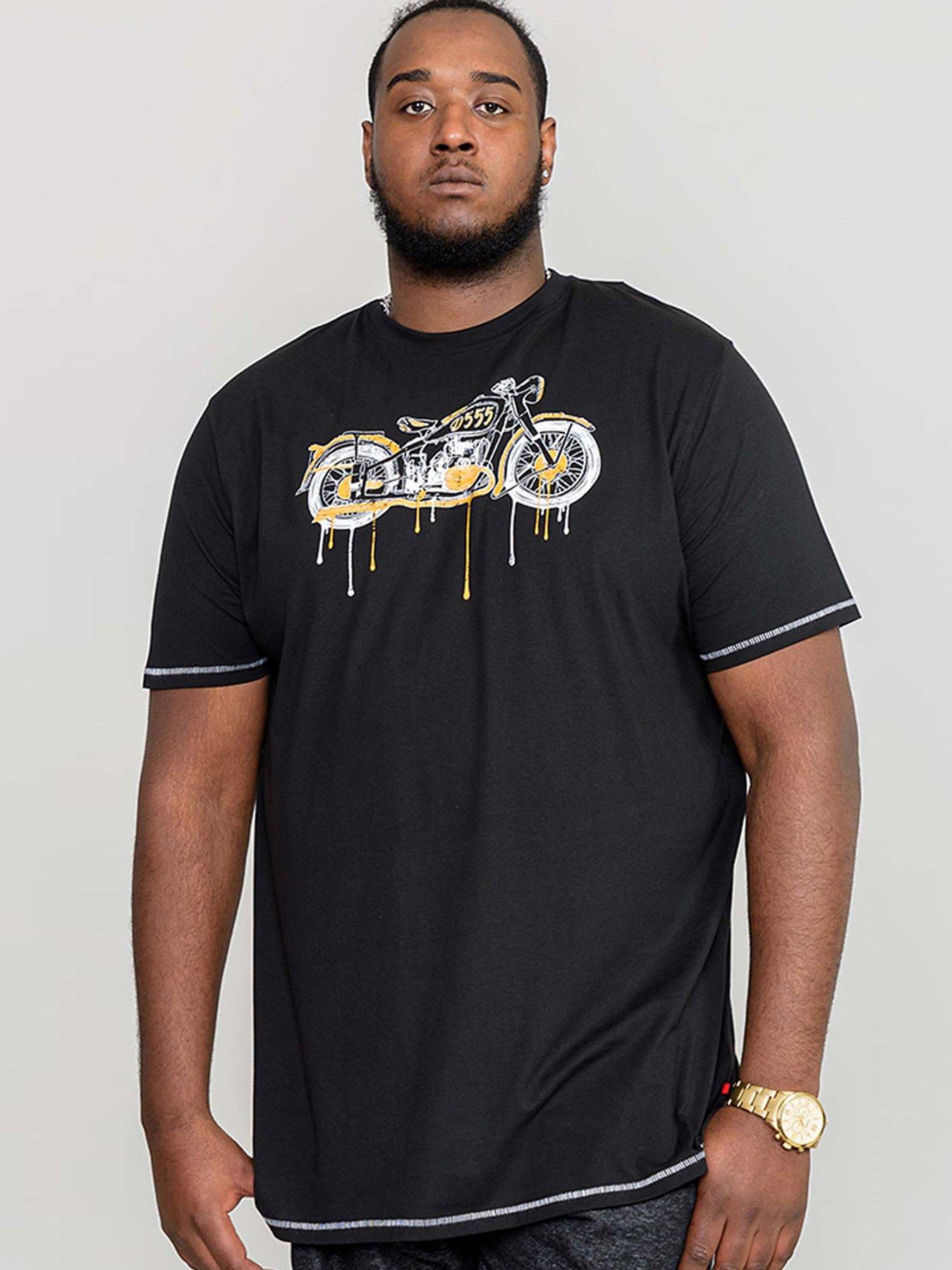 D555 D555 Rochester Motor Bike With Drip Effect Printed T-Shirt - Black