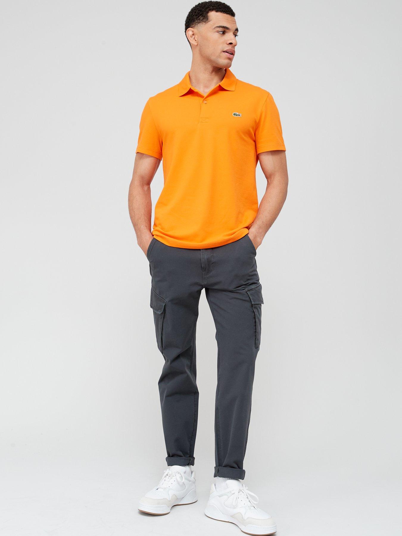 Mens orange lacoste outlet polo shirt