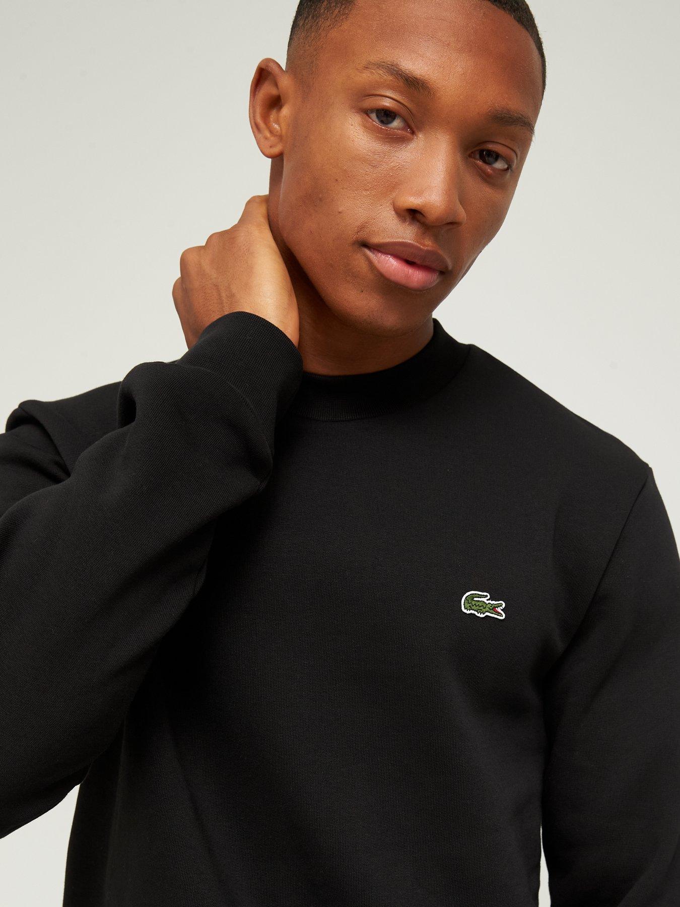 Image 4 of 4 of Lacoste Fleece Jersey Crew Sweat Top - Black