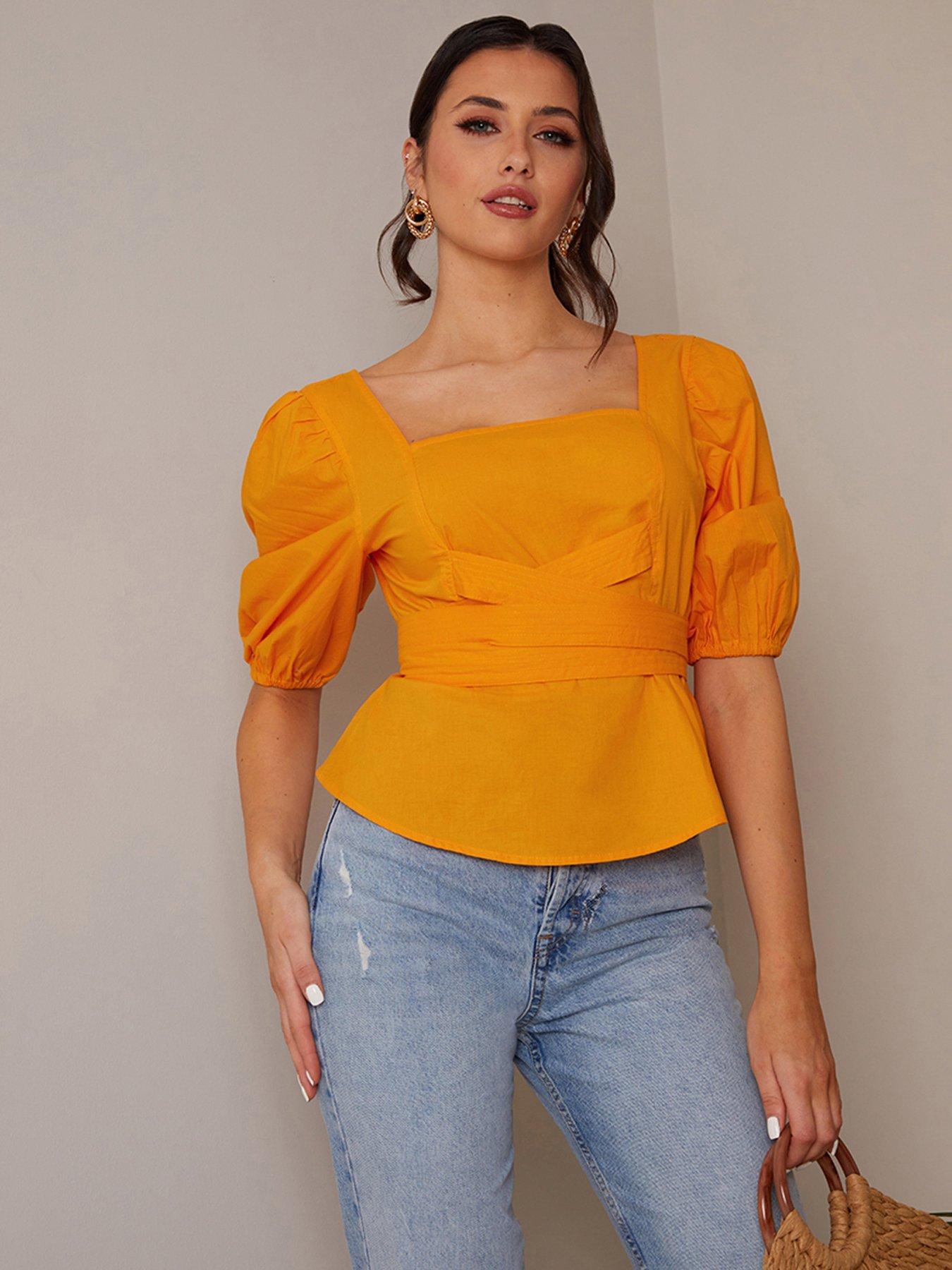 chi-chi-london-chi-chi-square-neck-puff-sleeve-top-in-yellow