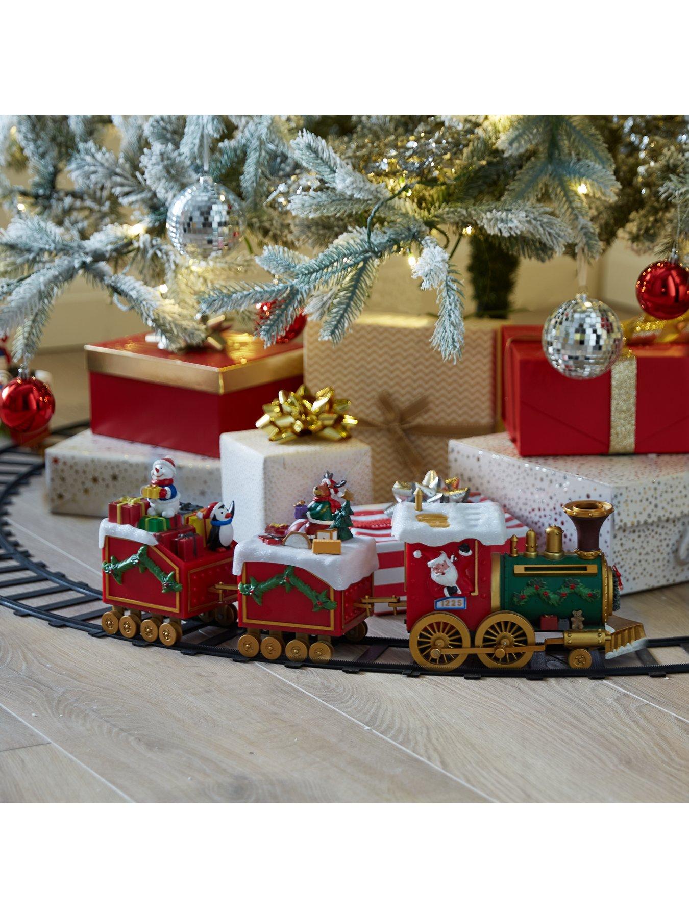 Musical christmas tree store train set