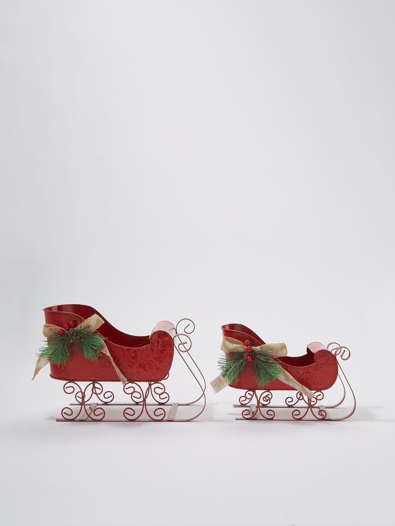 festive-set-of-2-red-metal-sleigh-christmas-decorationsstillFront