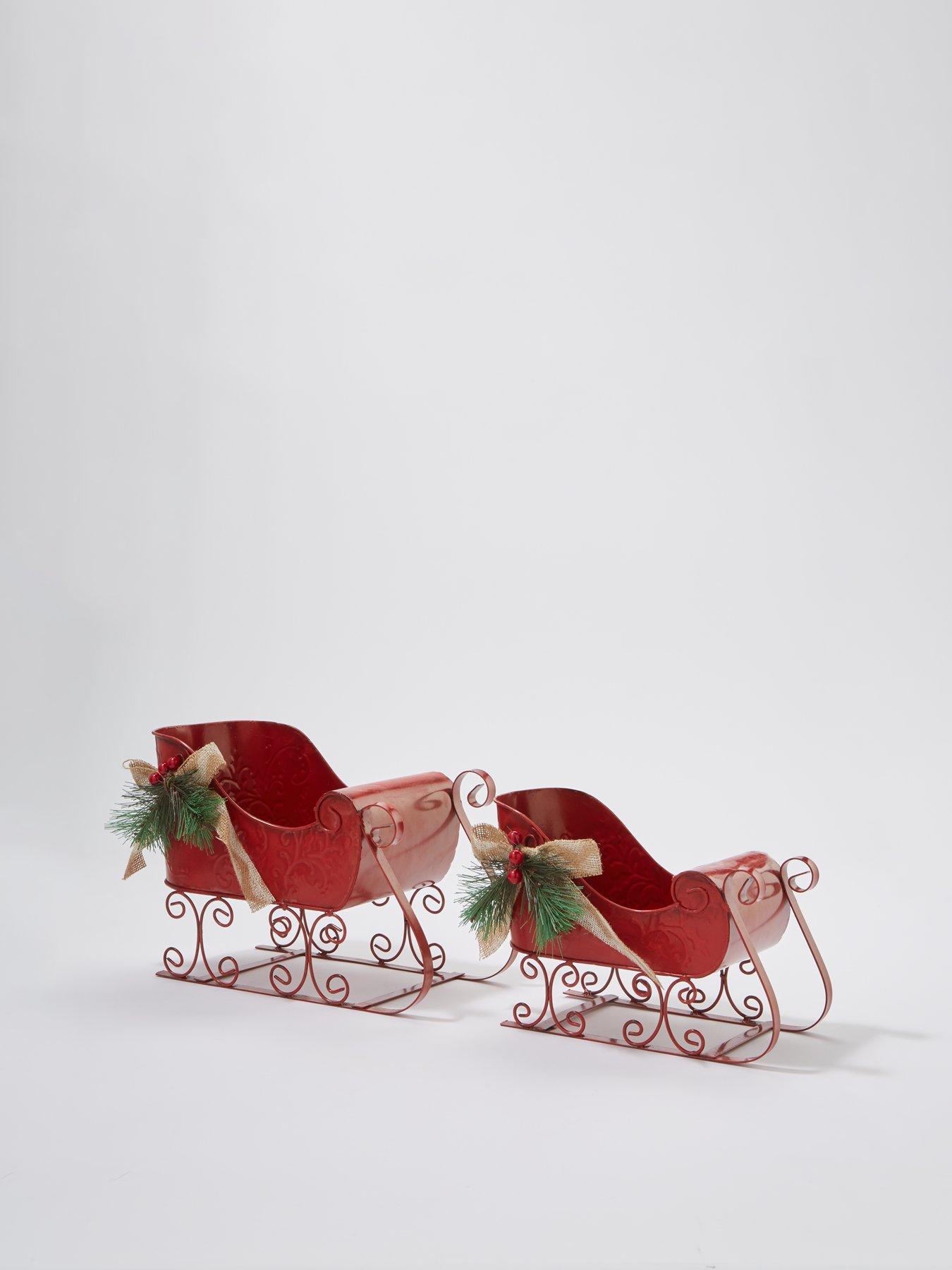 festive-set-of-2-red-metal-sleigh-christmas-decorationsback