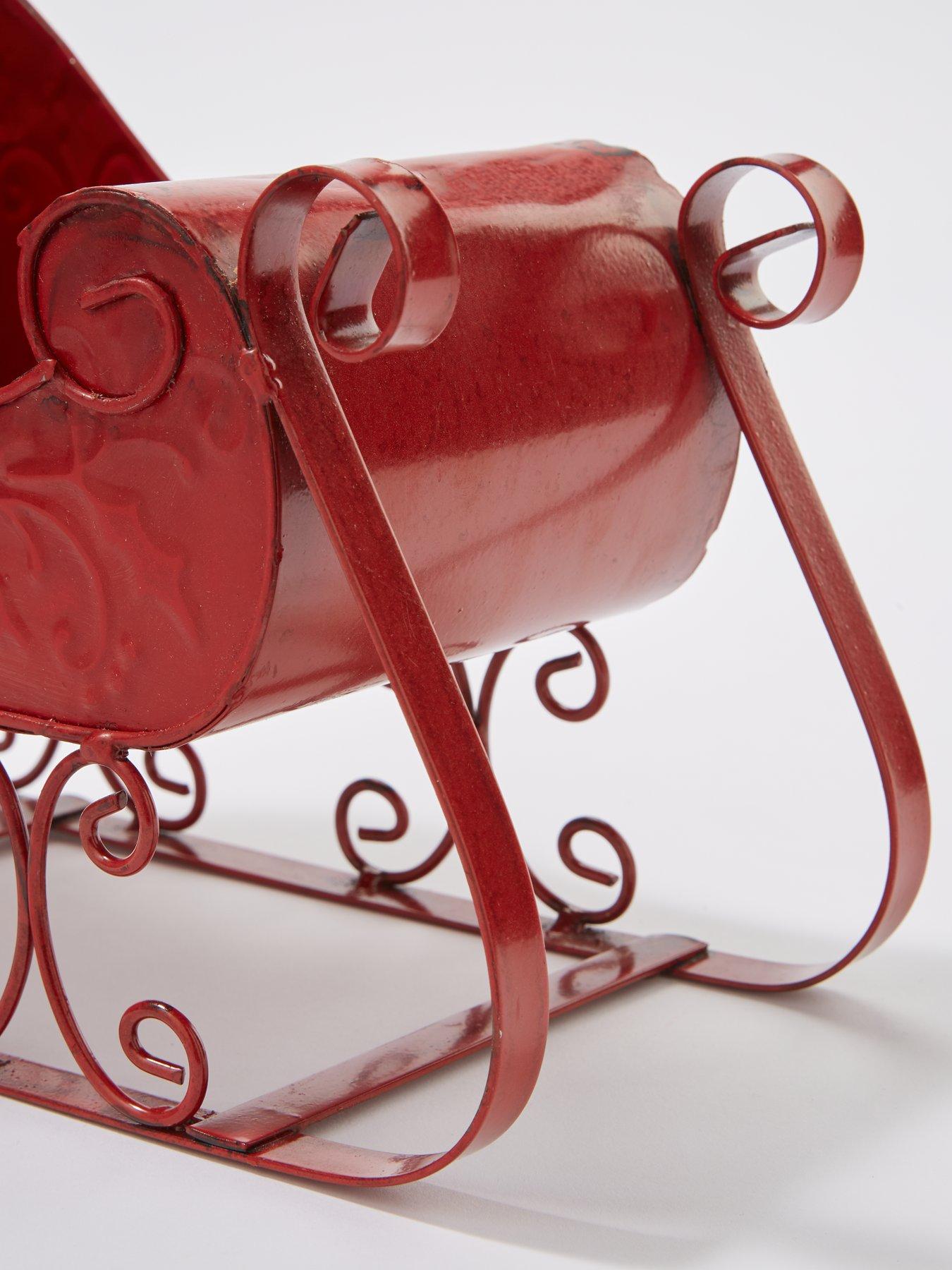 festive-set-of-2-red-metal-sleigh-christmas-decorationsdetail