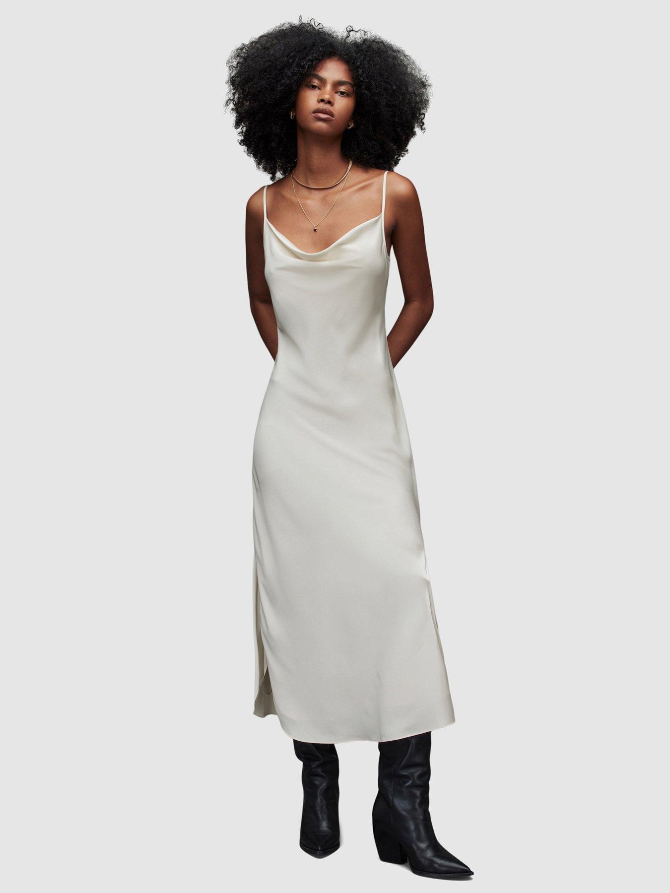 White slip dress store maxi