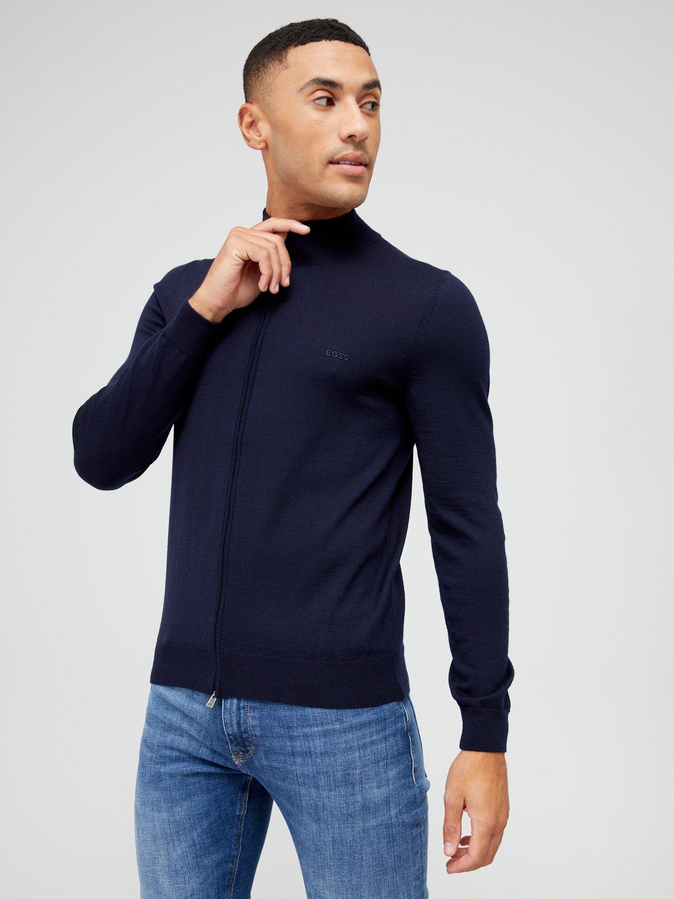 BOSS Balonso-l Zip Thru Cardigan - Dark Blue