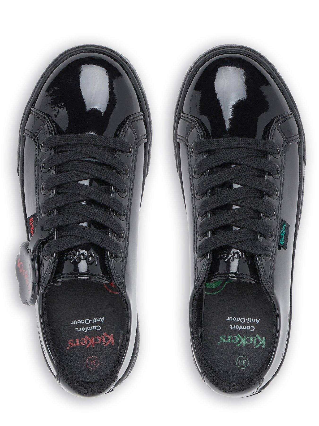 Tovni Lacer Patent School Shoe Black