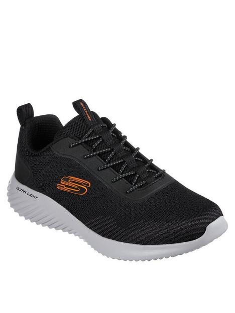 skechers-bounder-knit-laced-slip-on-with-air-cooled-memory-foam-trainer-black
