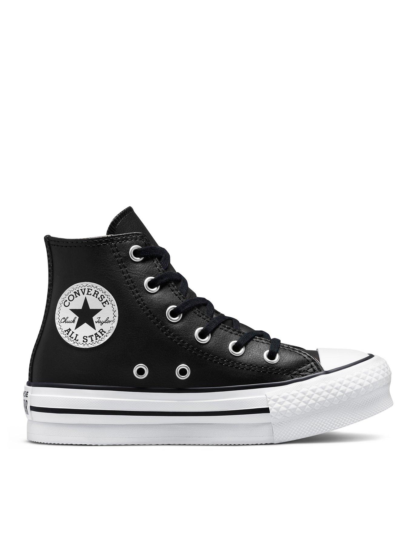 undefined Kids Girls Leather Eva Lift Hi Top Trainers - White/Black