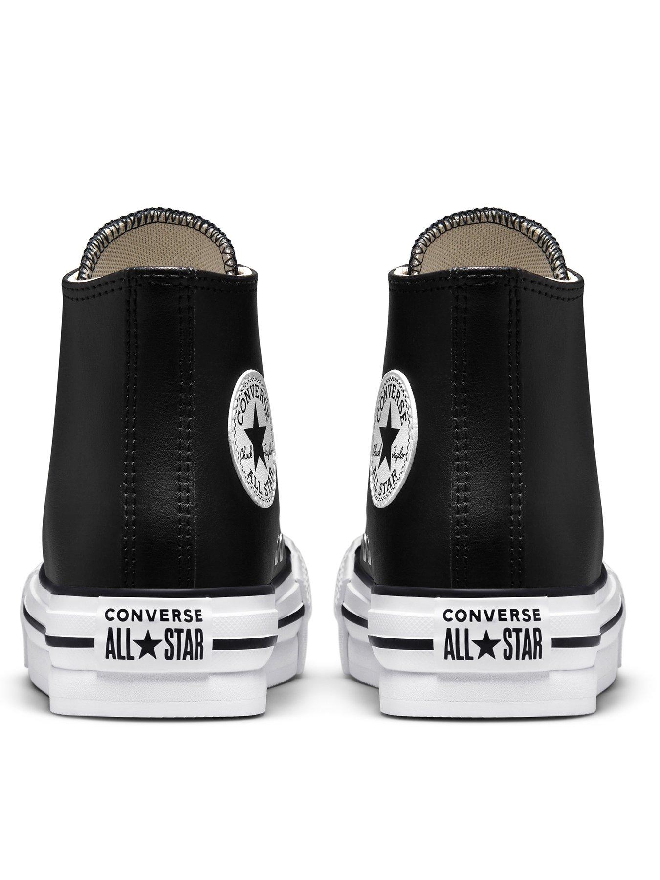 Converse Kids Girls Leather EVA Lift Hi Top Trainers Black White Very Ireland