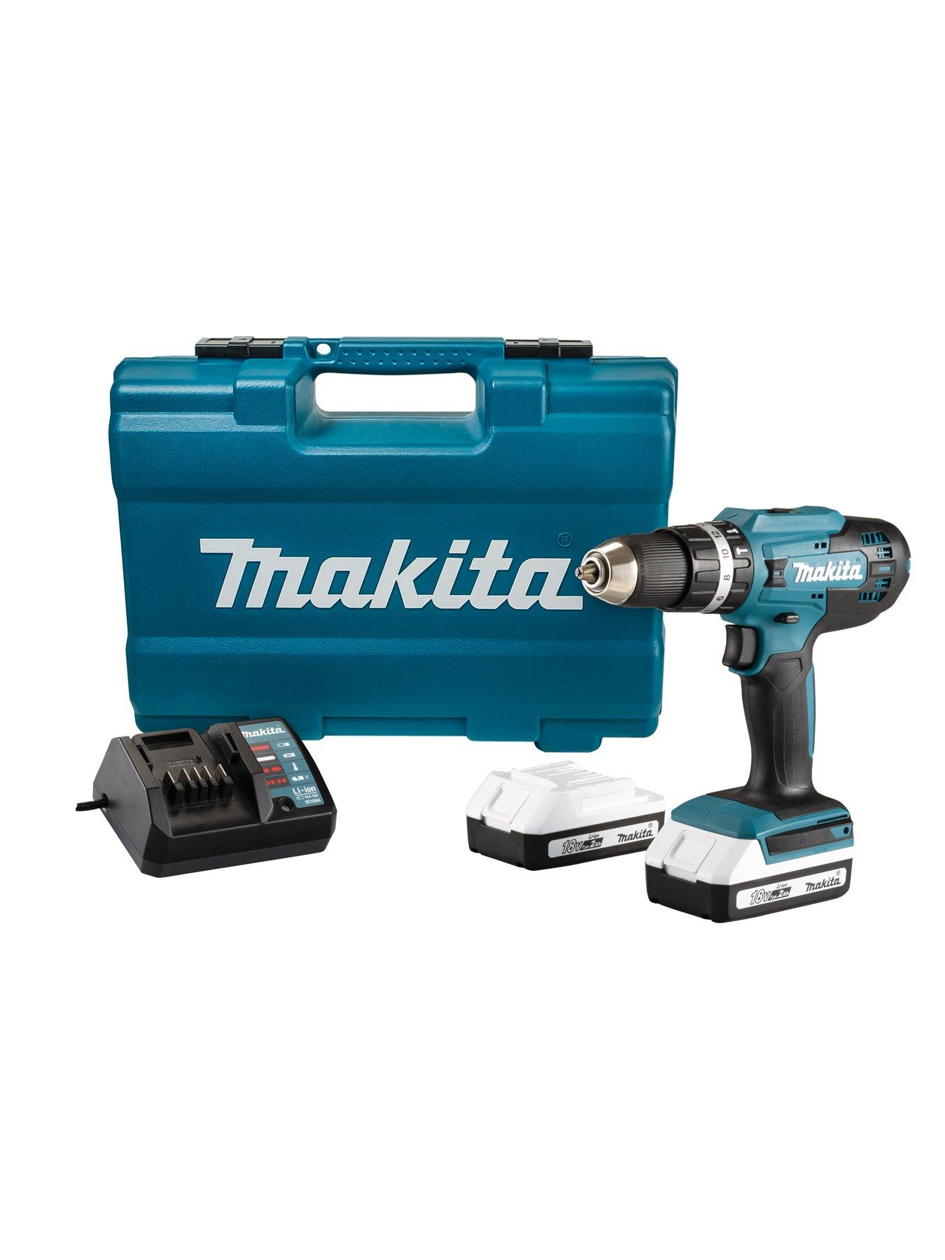 makita-18v-cordless-combi-drill-withnbsp74-piecenbspaccessory-setnbspamp-2x-20ah-batteriesoutfit