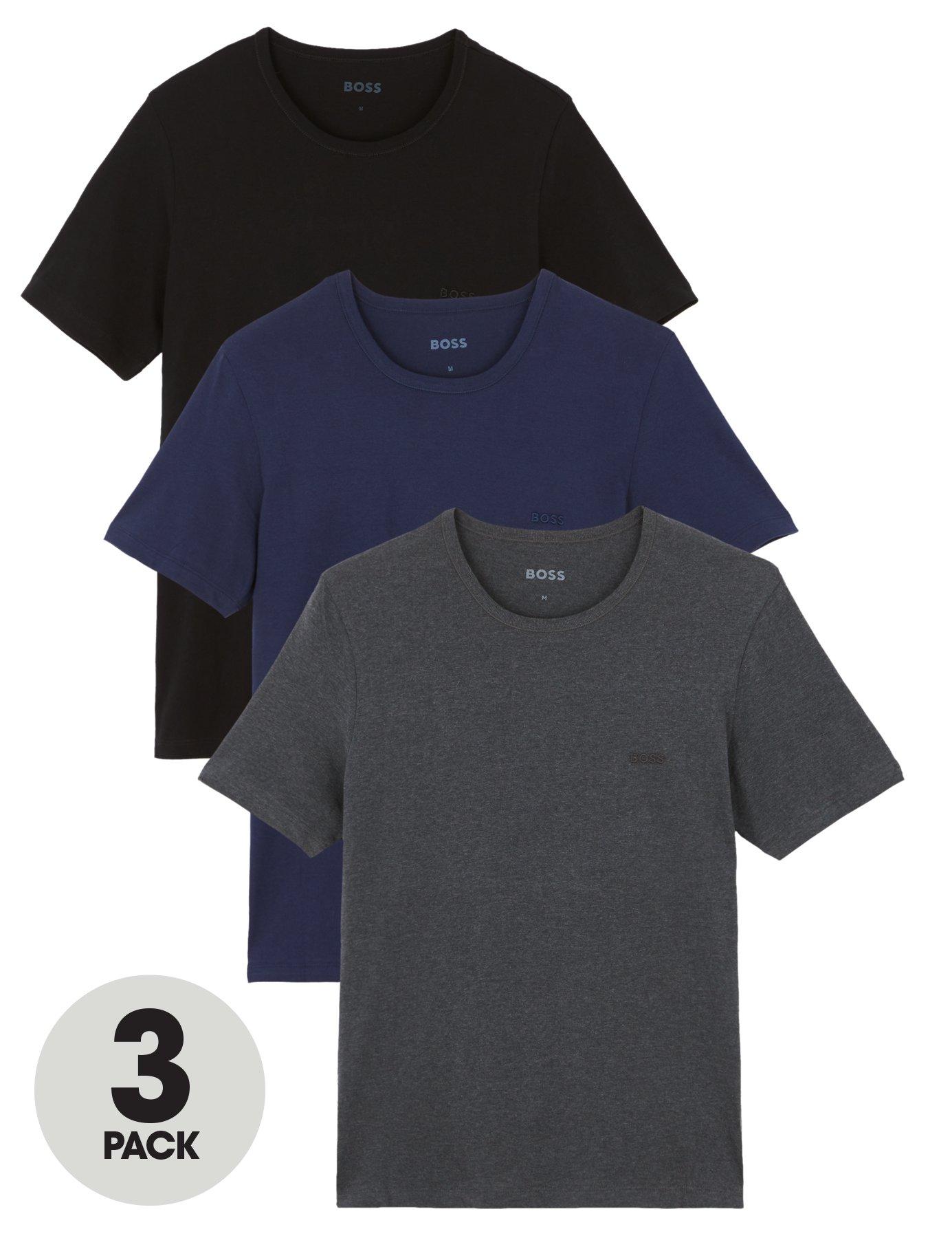 Image 1 of 6 of BOSS Mens 3 Pack Regular Fit Crew Neck T-Shirts - Open Blue