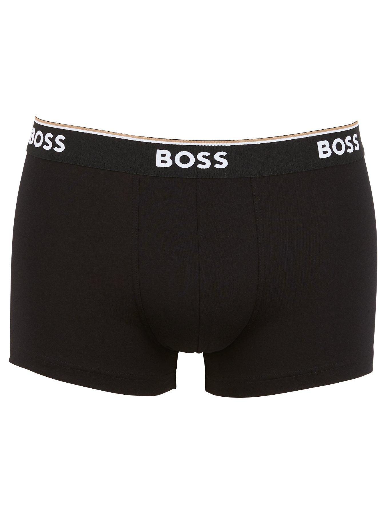 Image 2 of 3 of BOSS Mens 3 Pack Cotton Stretch Logo Waist Trunks - Open Grey