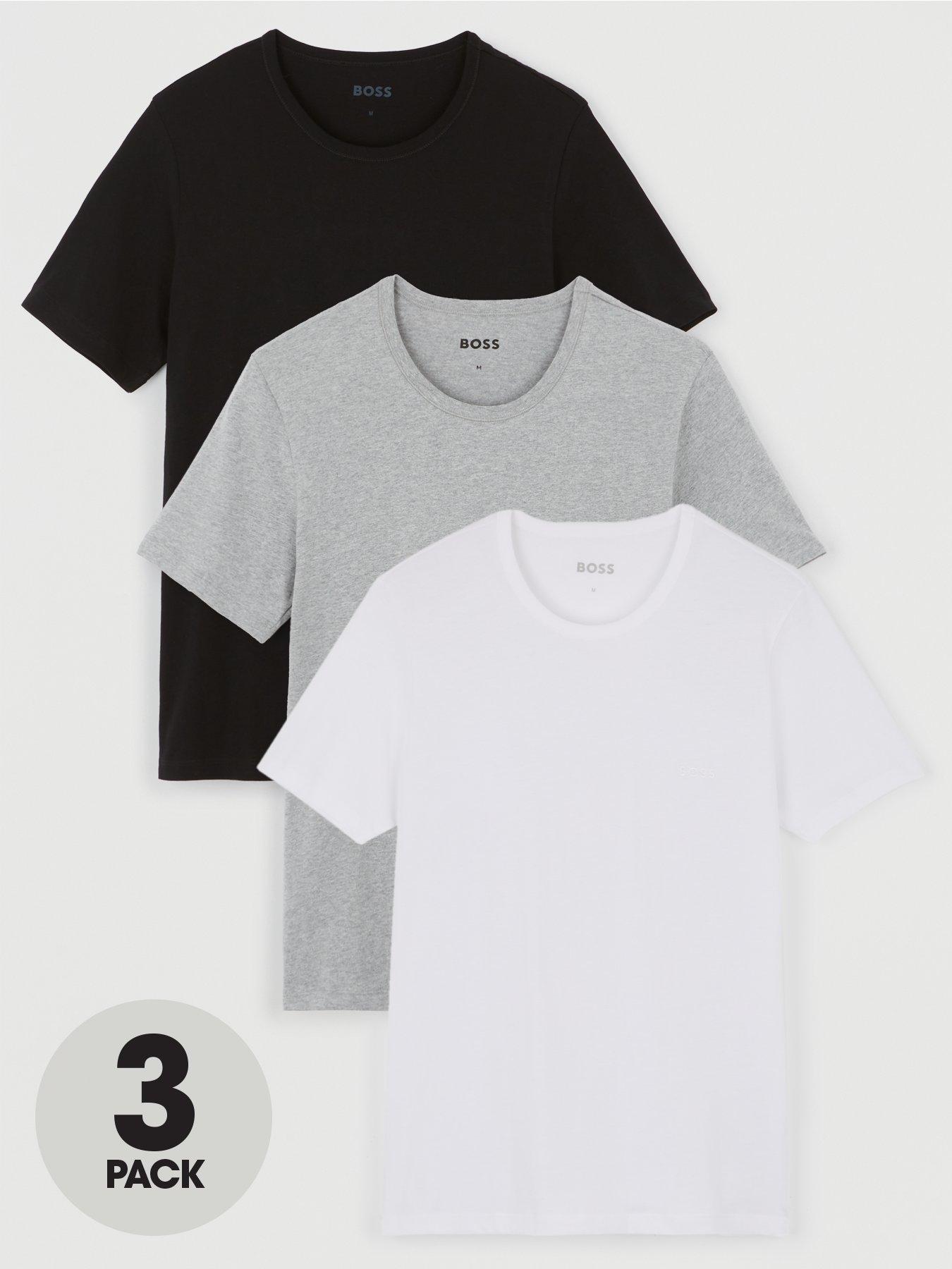 BOSS 3 Pack Classic Crew T-Shirt - Black/White/Grey