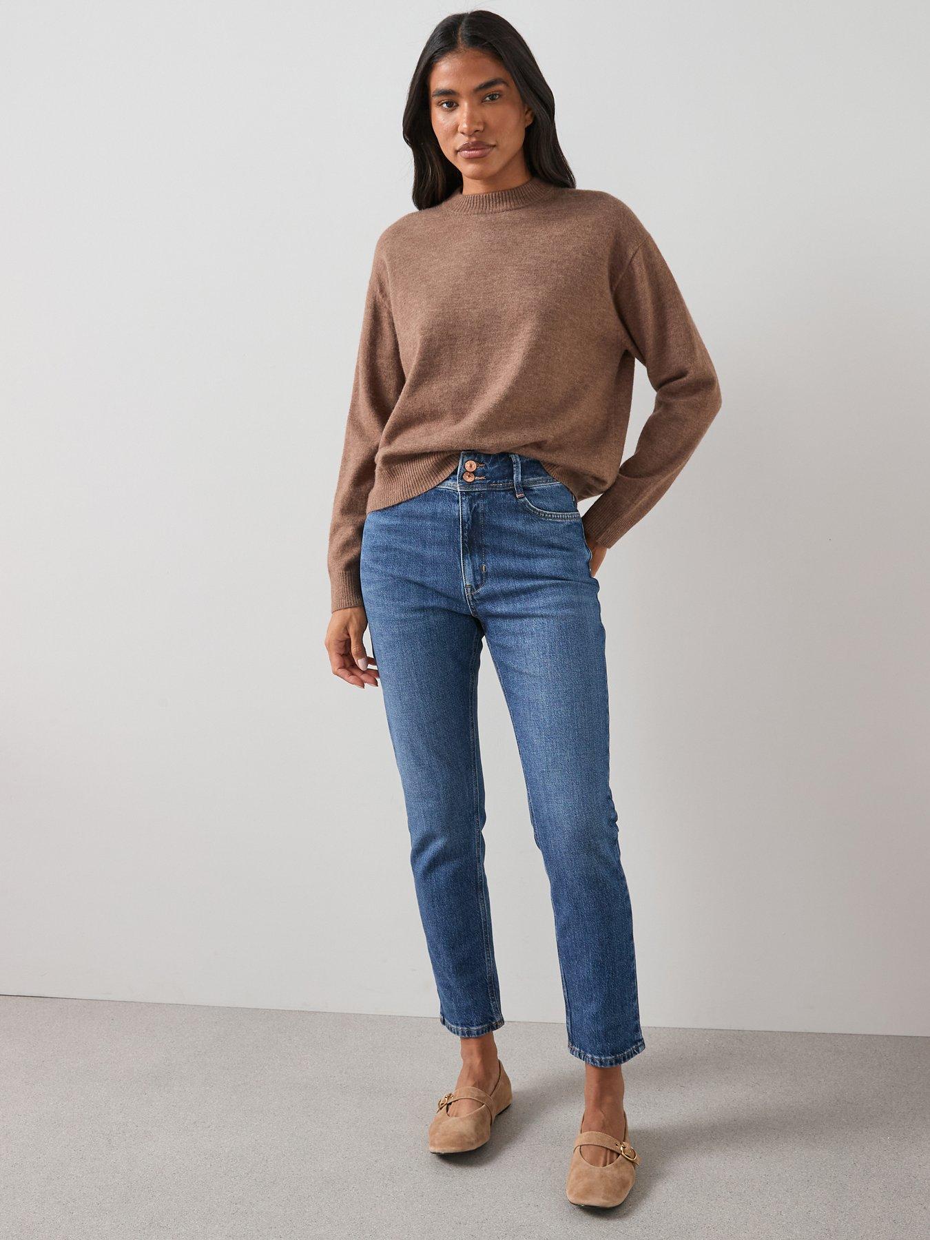 Image 1 of 7 of The Very Collection Sculpt Slim Mom Jeans - Blue Wash