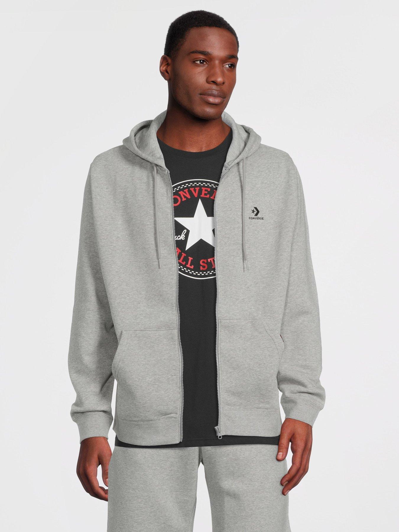 Grey converse hoodie discount mens