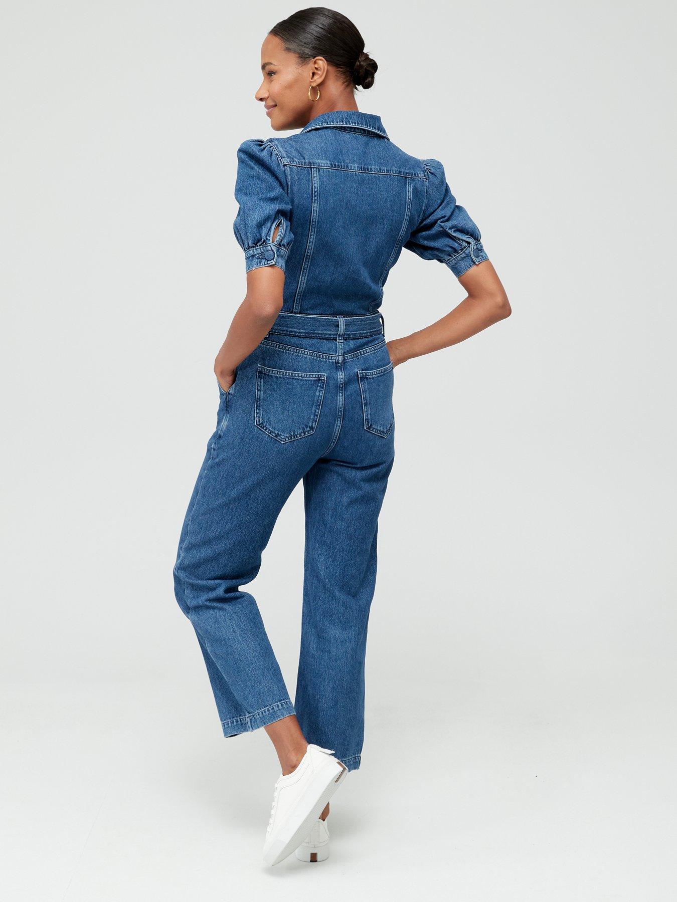 Millie Mackintosh X Very Puff Sleeve Denim Jumpsuit - Dark Wash