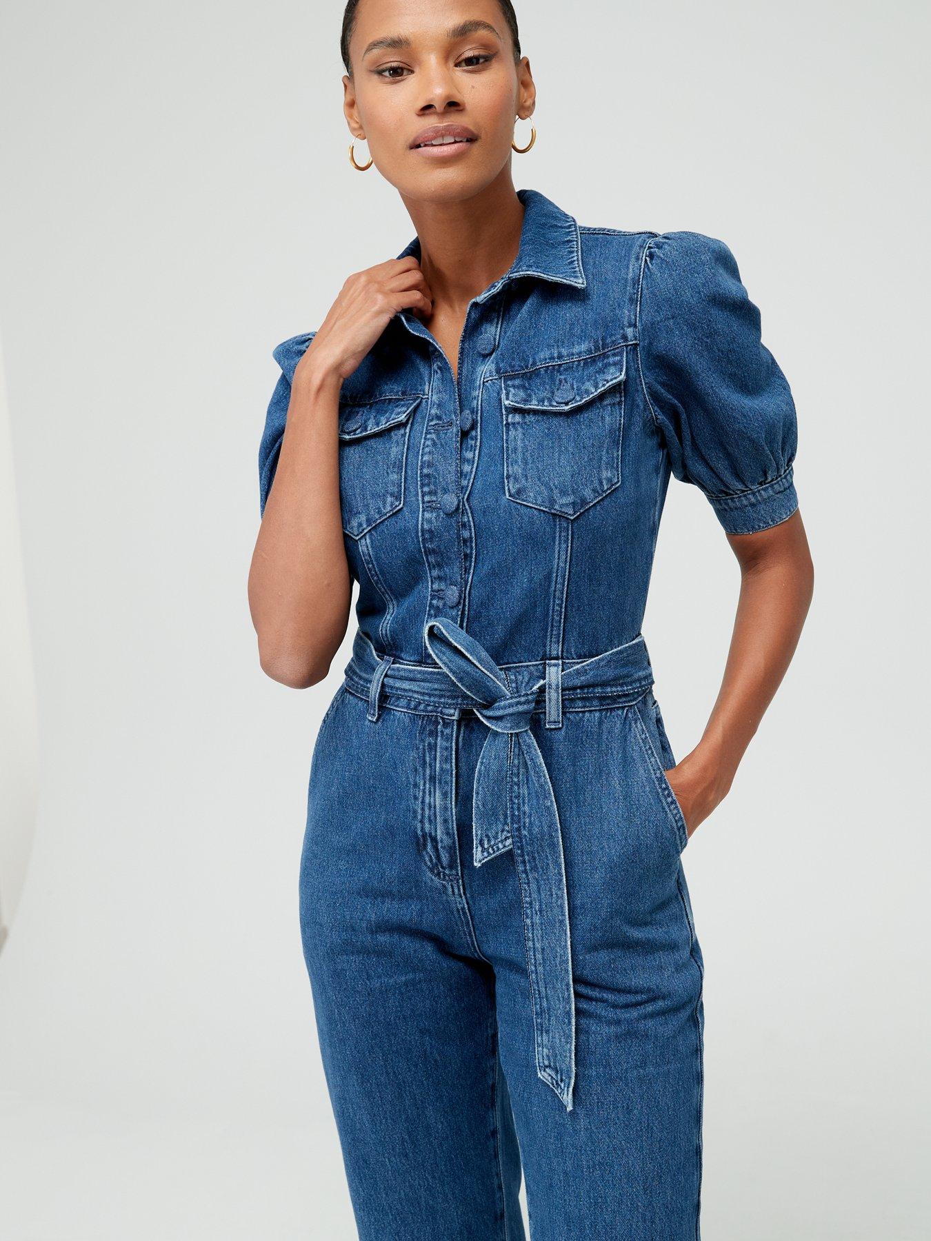 Millie Mackintosh X Very Puff Sleeve Denim Jumpsuit - Dark Wash