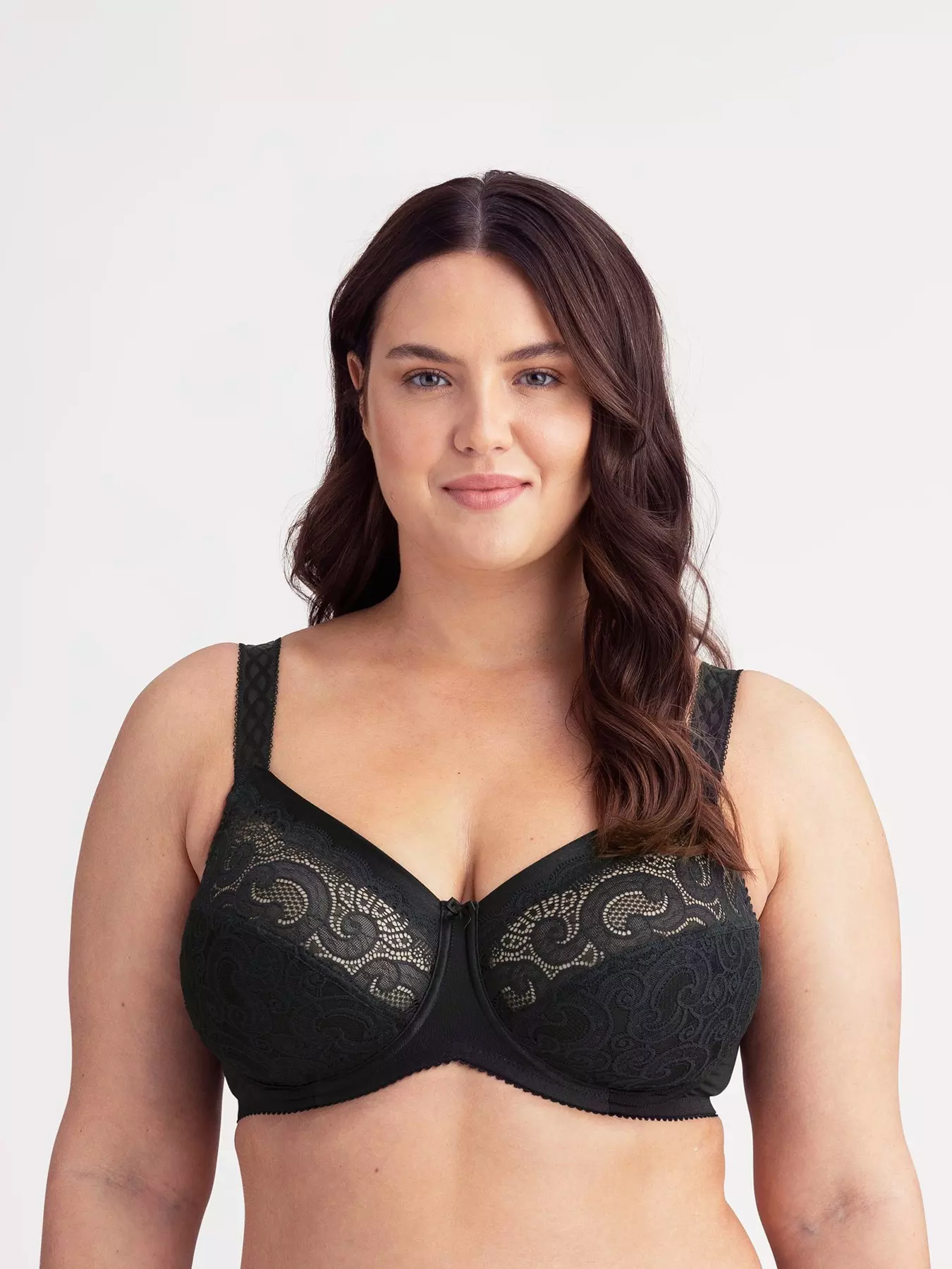  Womens Wireless Plus Size Lace Bra Unlined Full Coverage  Comfort Cotton Gentle Rose 44E