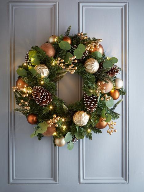 copper-and-gold-pre-lit-christmas-wreath-60-cm