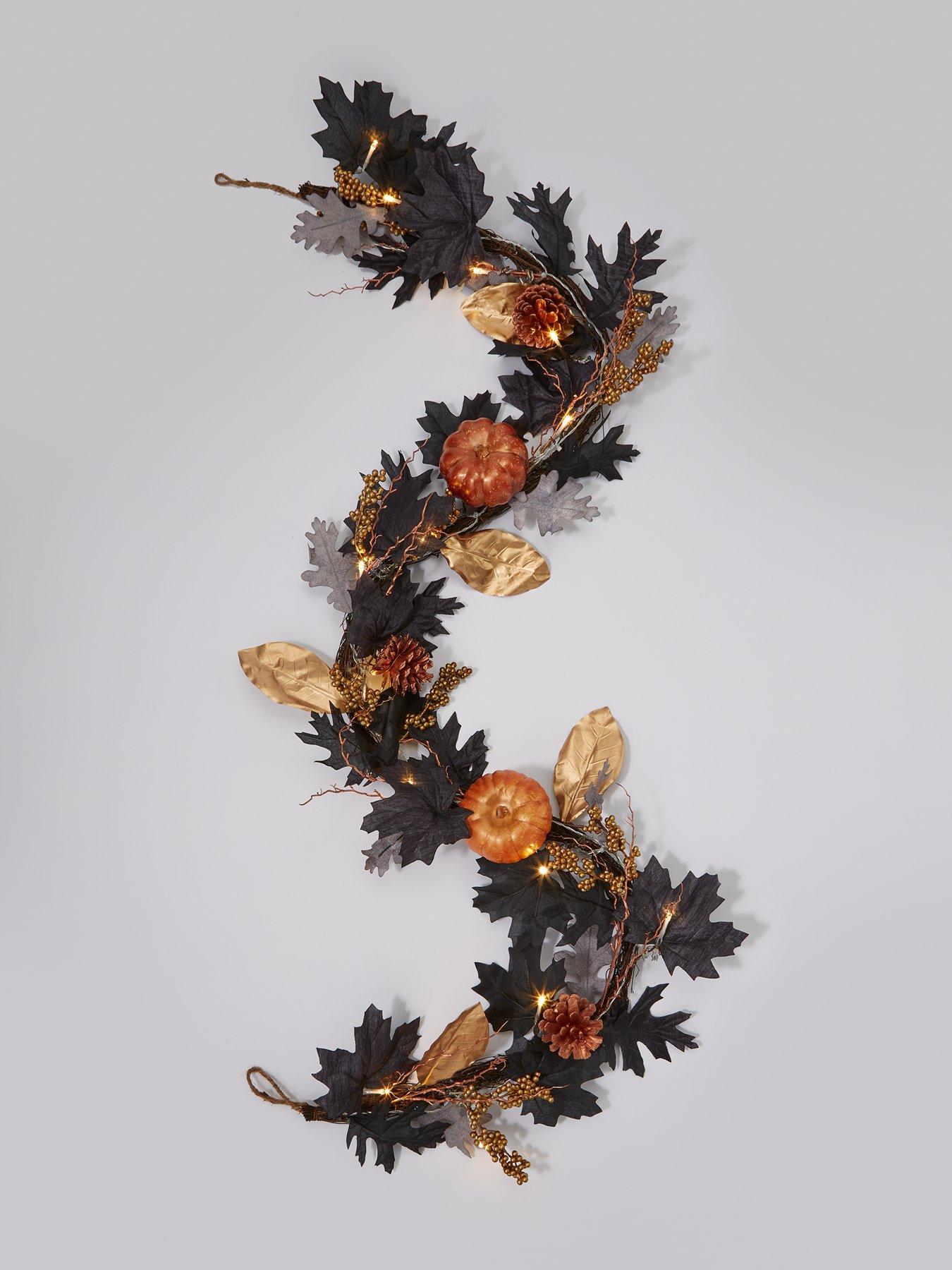 very-home-autumnnbsppre-lit-black-leaf-garland-with-pumpkins-6ftstillFront