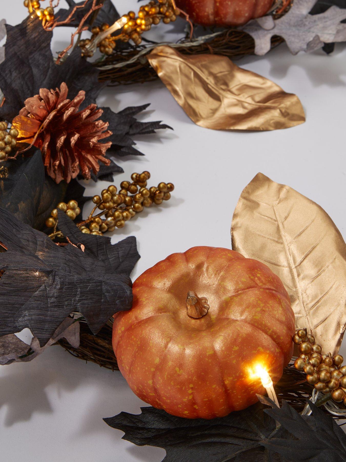 very-home-autumnnbsppre-lit-black-leaf-garland-with-pumpkins-6ftoutfit