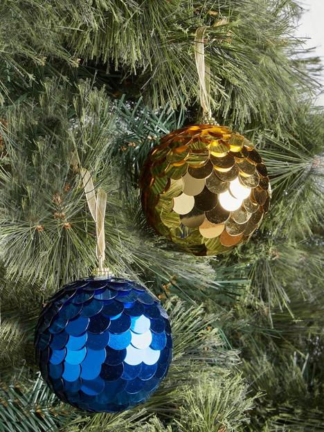set-of-6nbspglam-sequin-christmas-tree-baubles-blue-and-gold