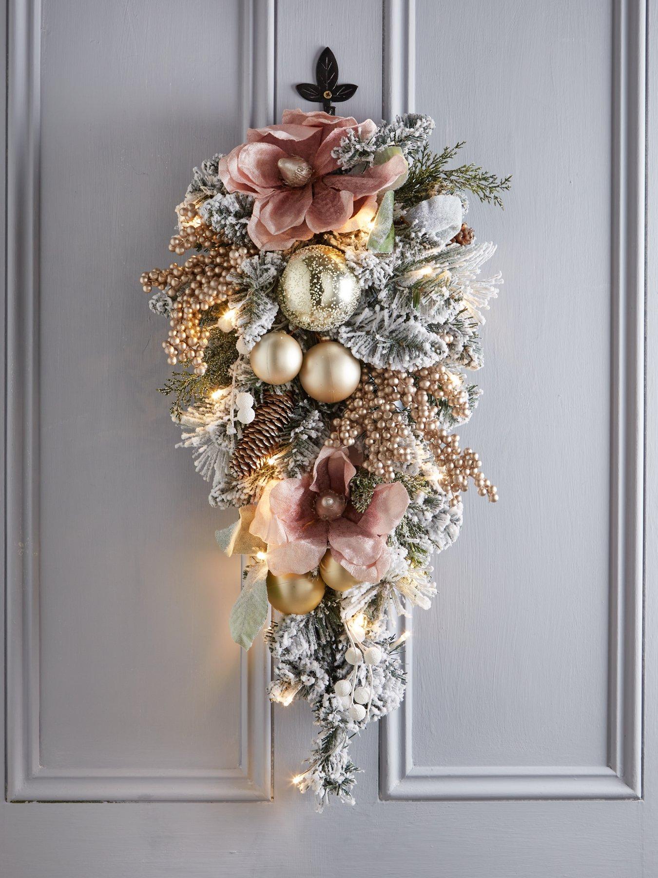 very-home-frosted-rose-pre-lit-teardrop-christmas-wreath--nbsp70-x-267-cm