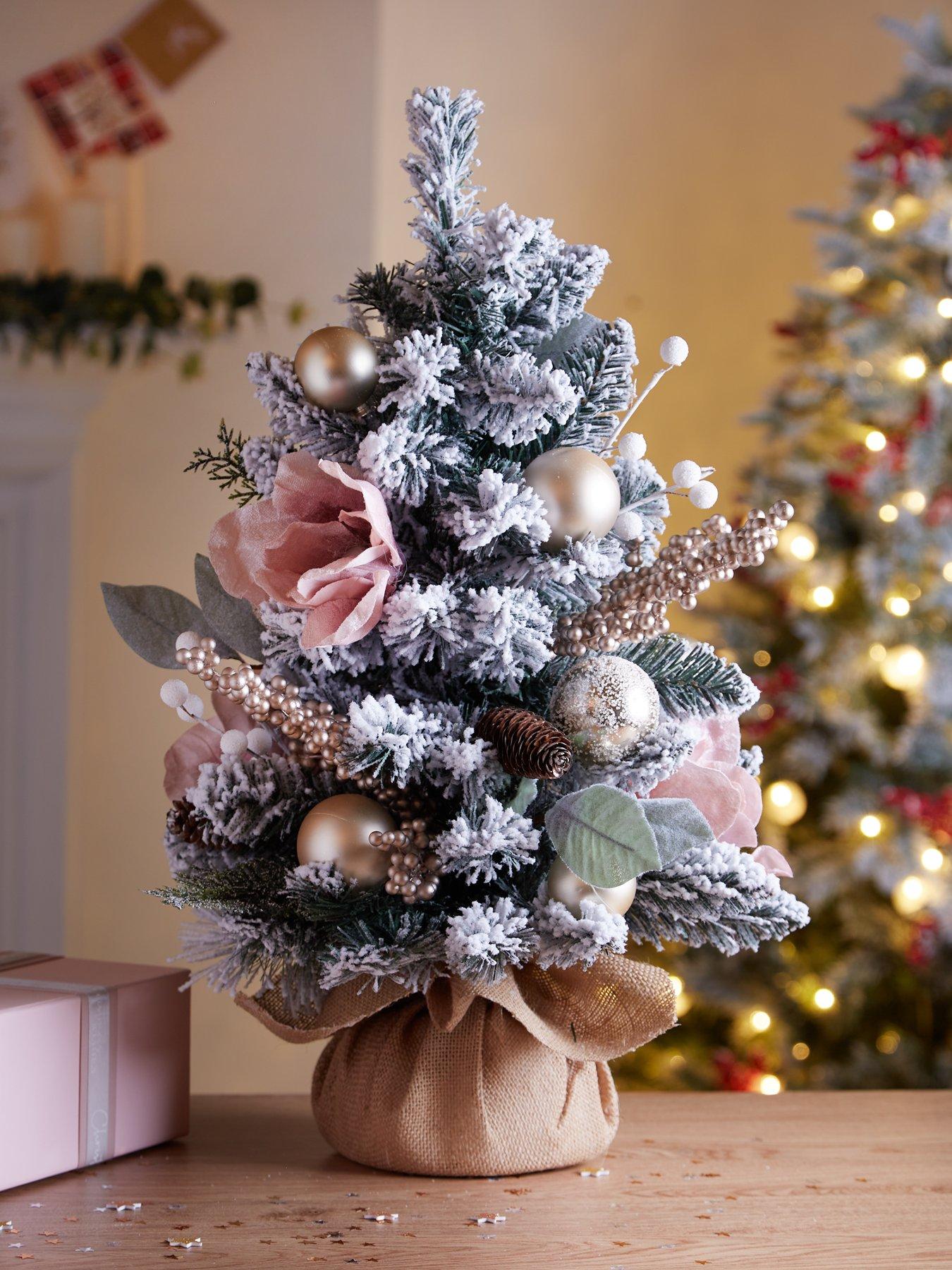 Image 1 of 5 of Very Home Frosted Rose Table Top Tree
