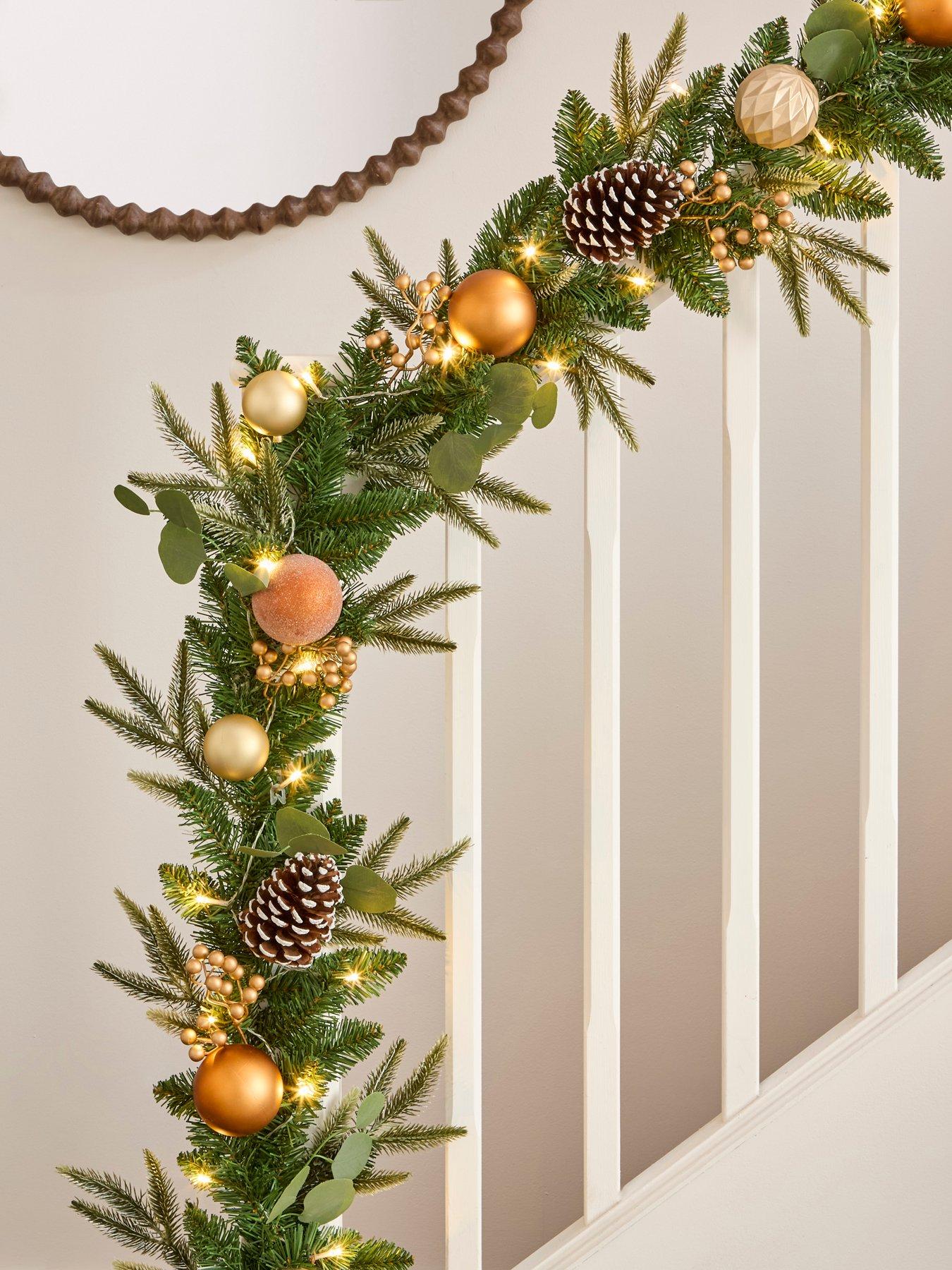 Very Home Copper and Gold Pre-Lit Christmas Garland- 9 Foot