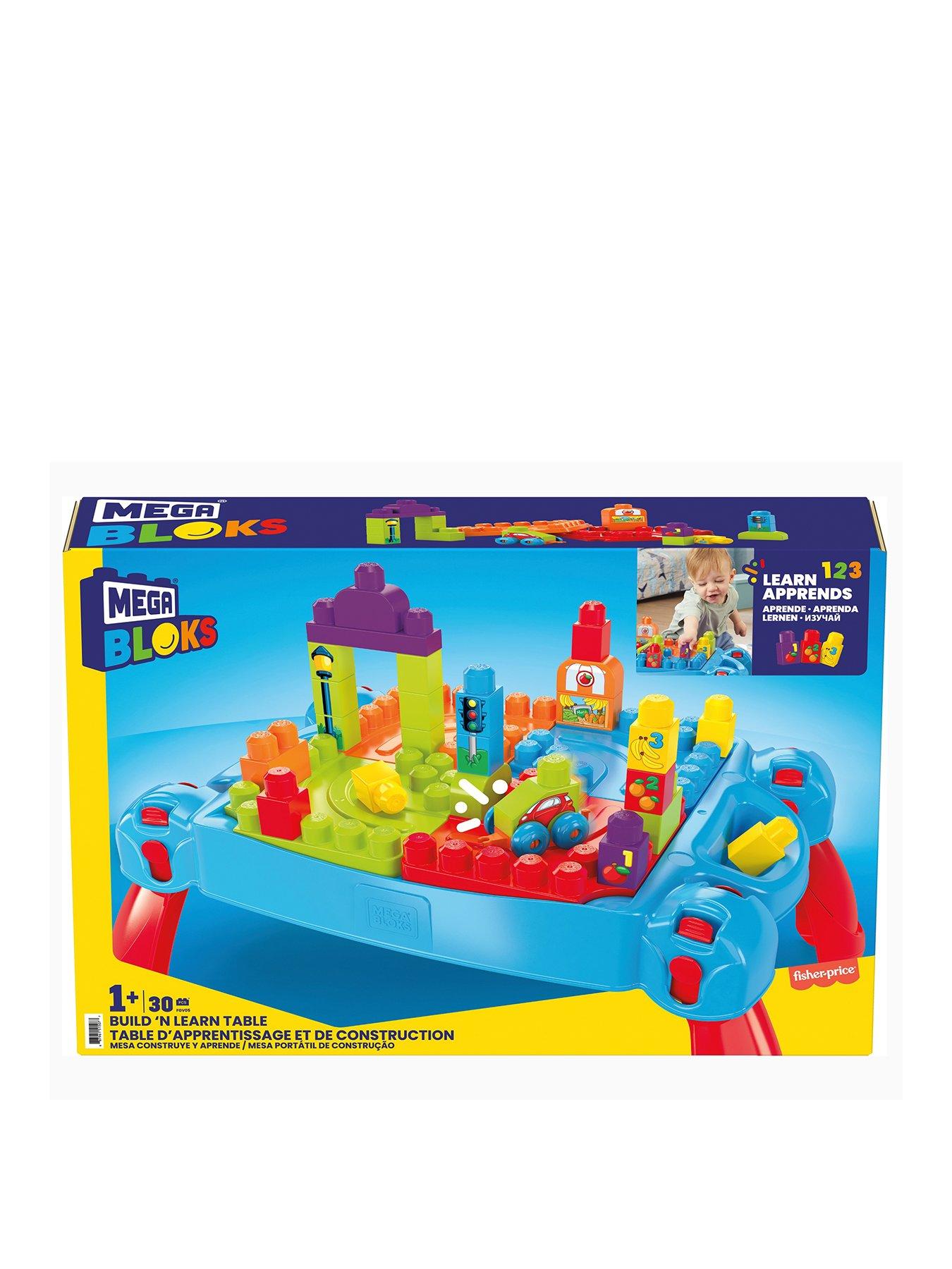 Image 2 of 7 of MEGA First Builders Blue Build 'n Learn Table and Construction Bricks