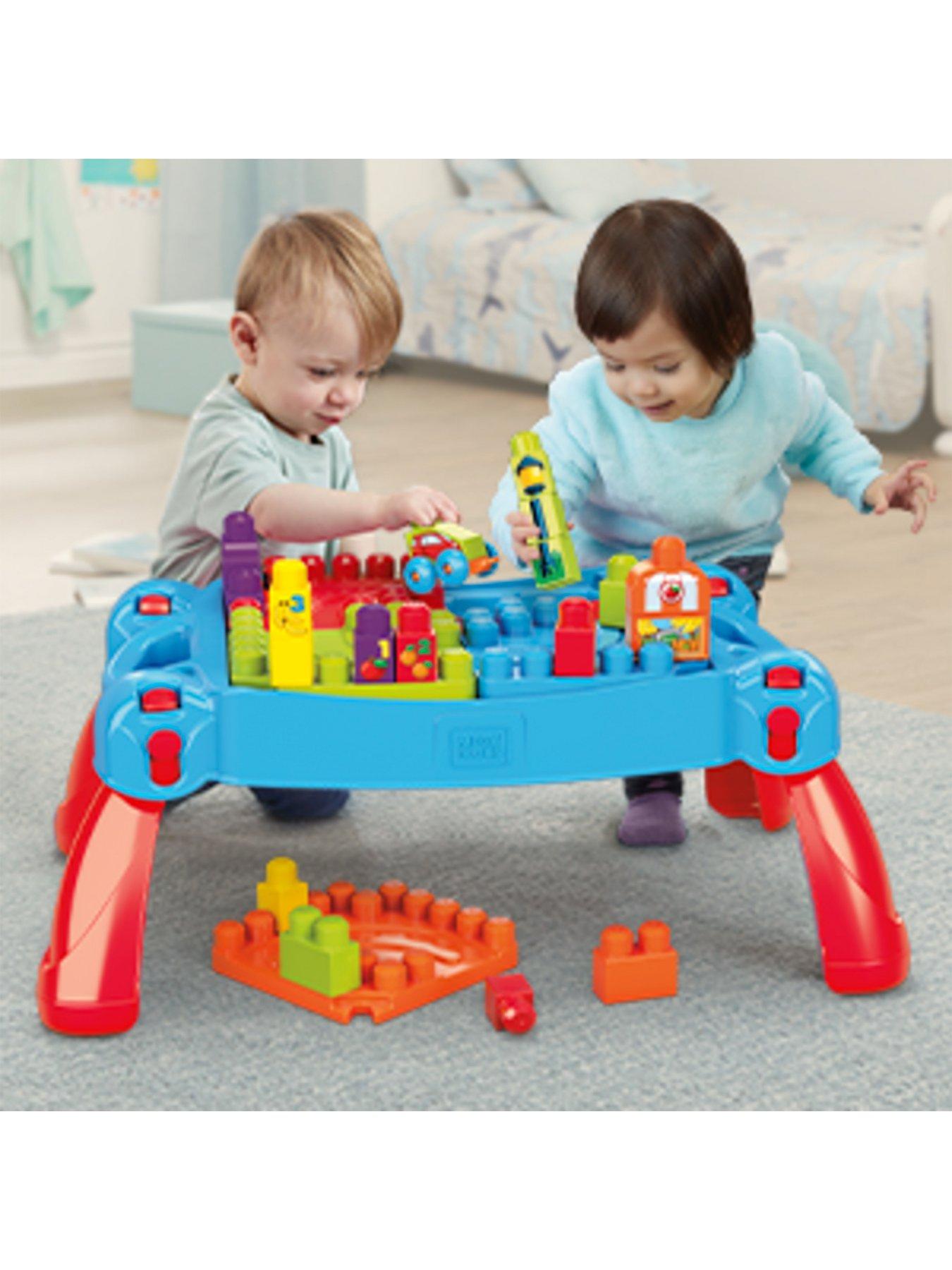 Image 6 of 7 of MEGA First Builders Blue Build 'n Learn Table and Construction Bricks