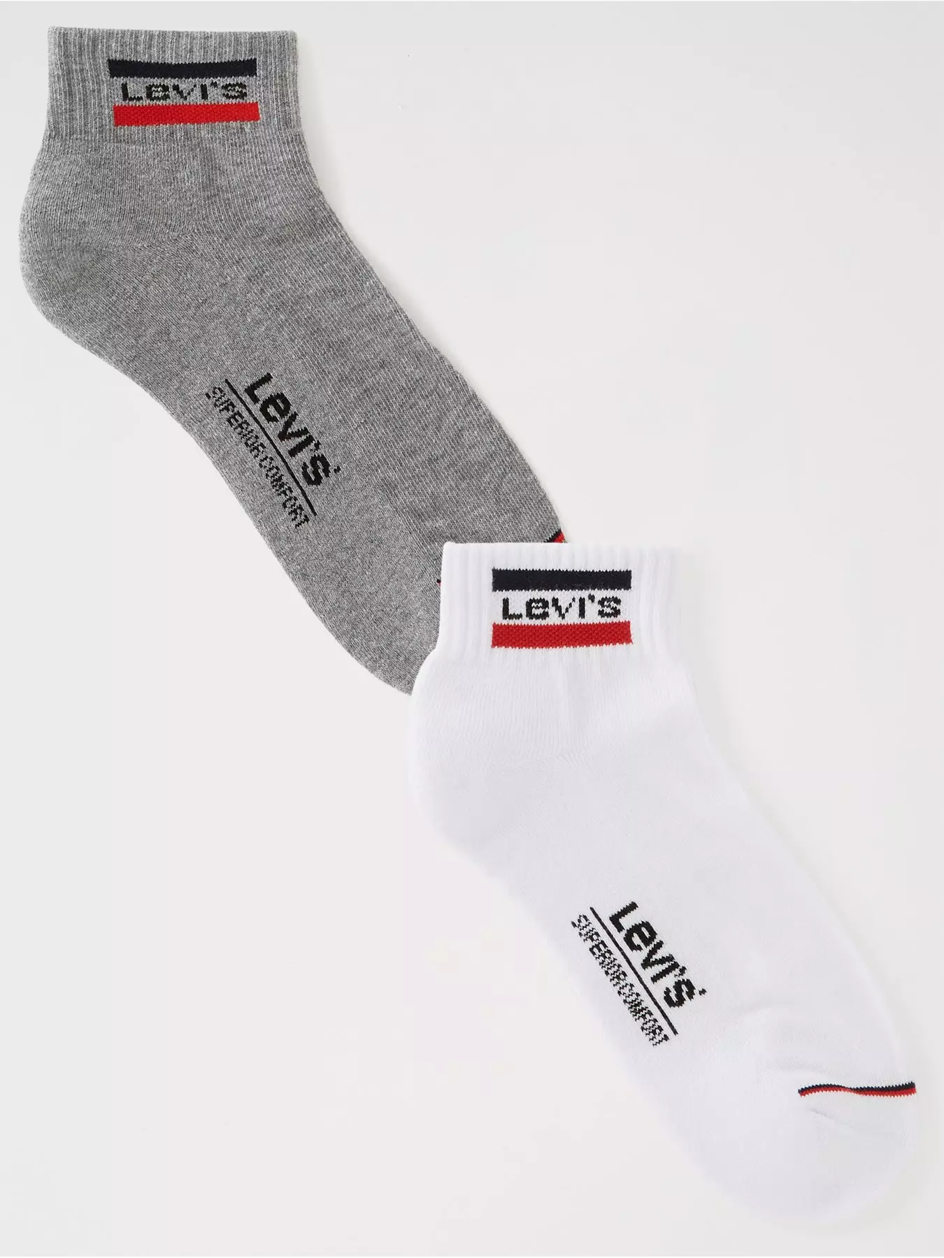 Levi's Mid Cut Sportswear Logo 2 Socks - White/Grey | Very Ireland